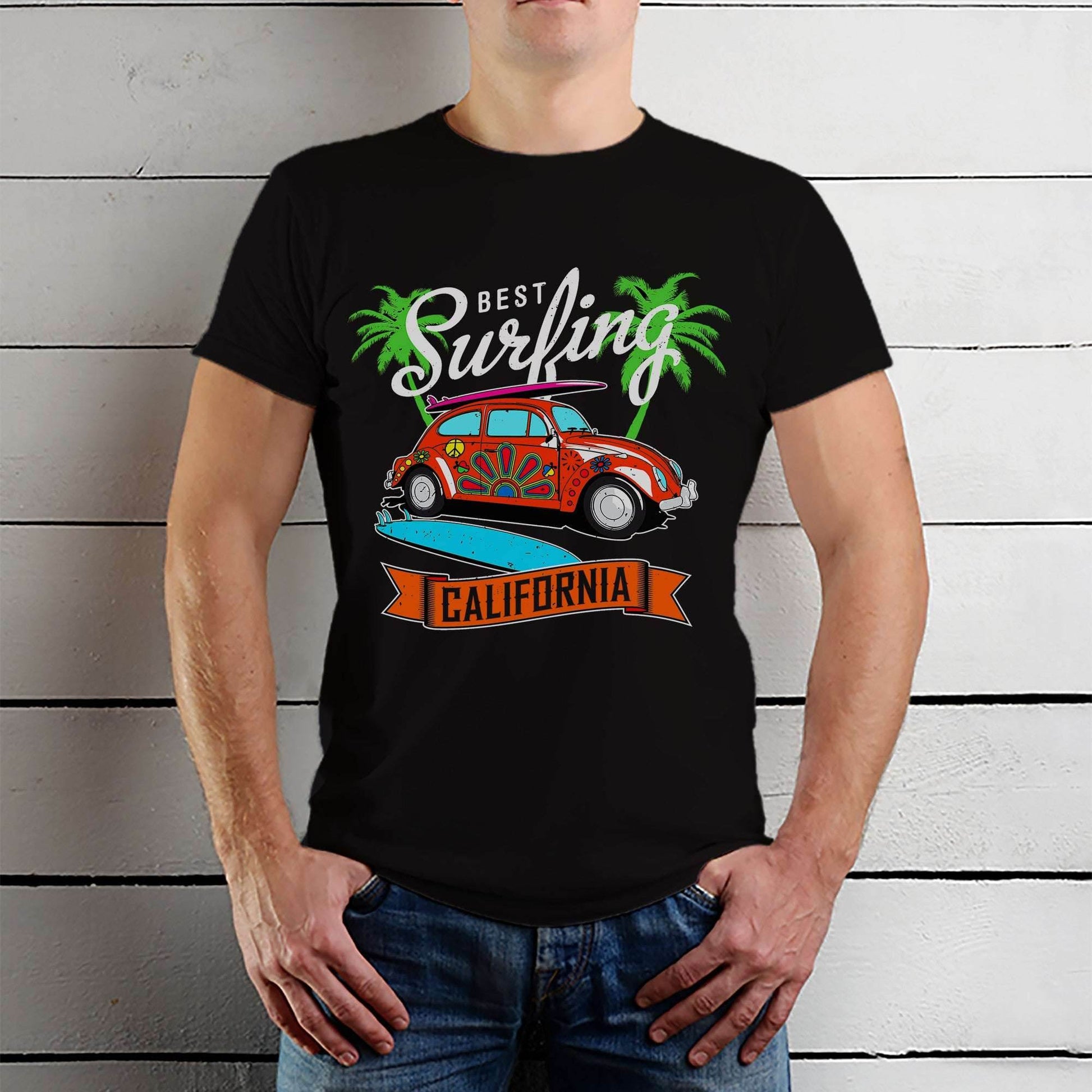 BEST Surfing CALIFORNIA - Unisex Round Neck Regular Fit 100% Combed Cotton Half Sleeve T-Shirt - Mojilo Mart