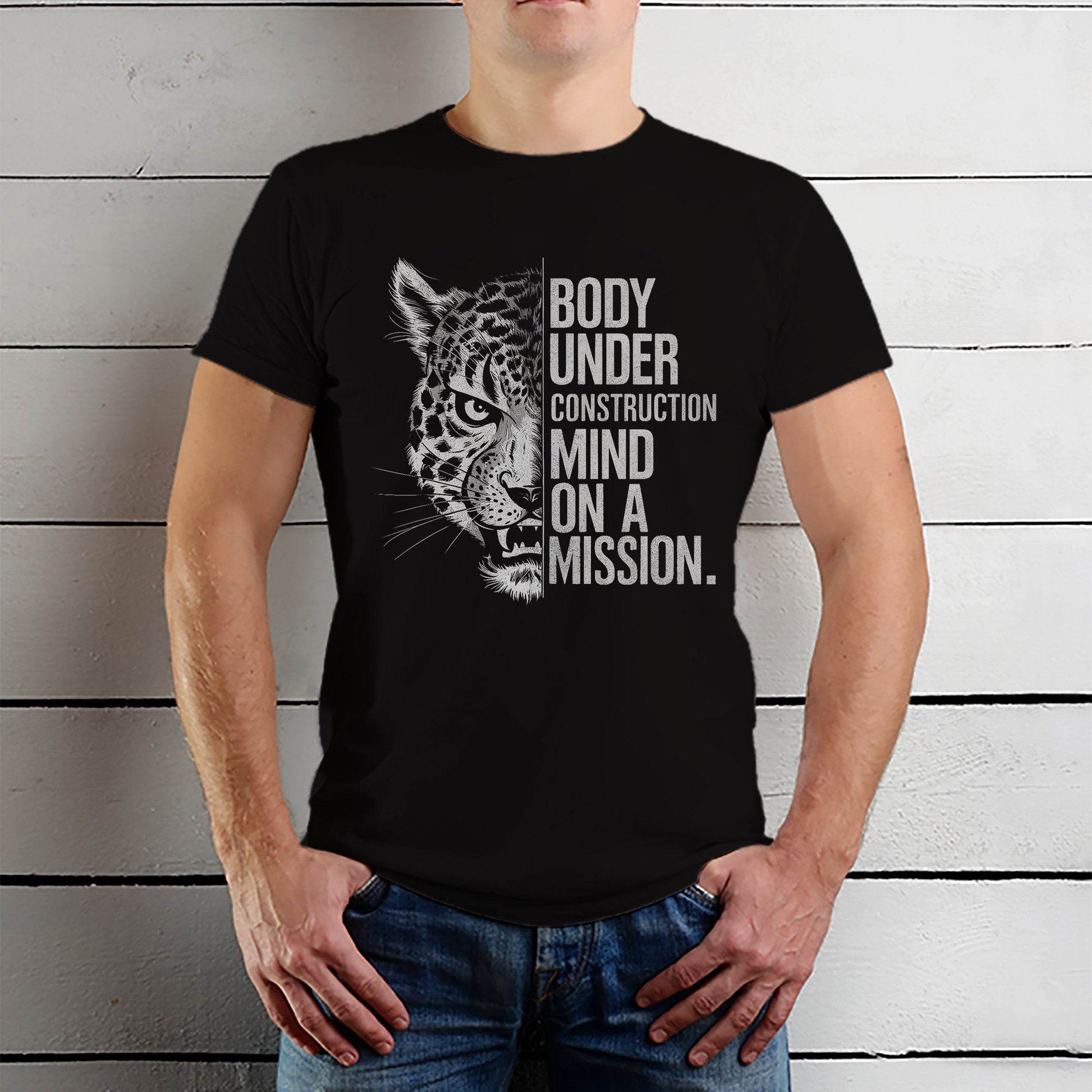 BODY UNDER CONSTRUCTION MIND ON A MISSION - Unisex Round Neck Regular Fit 100% Combed Cotton Half Sleeve T-Shirt - Mojilo Mart