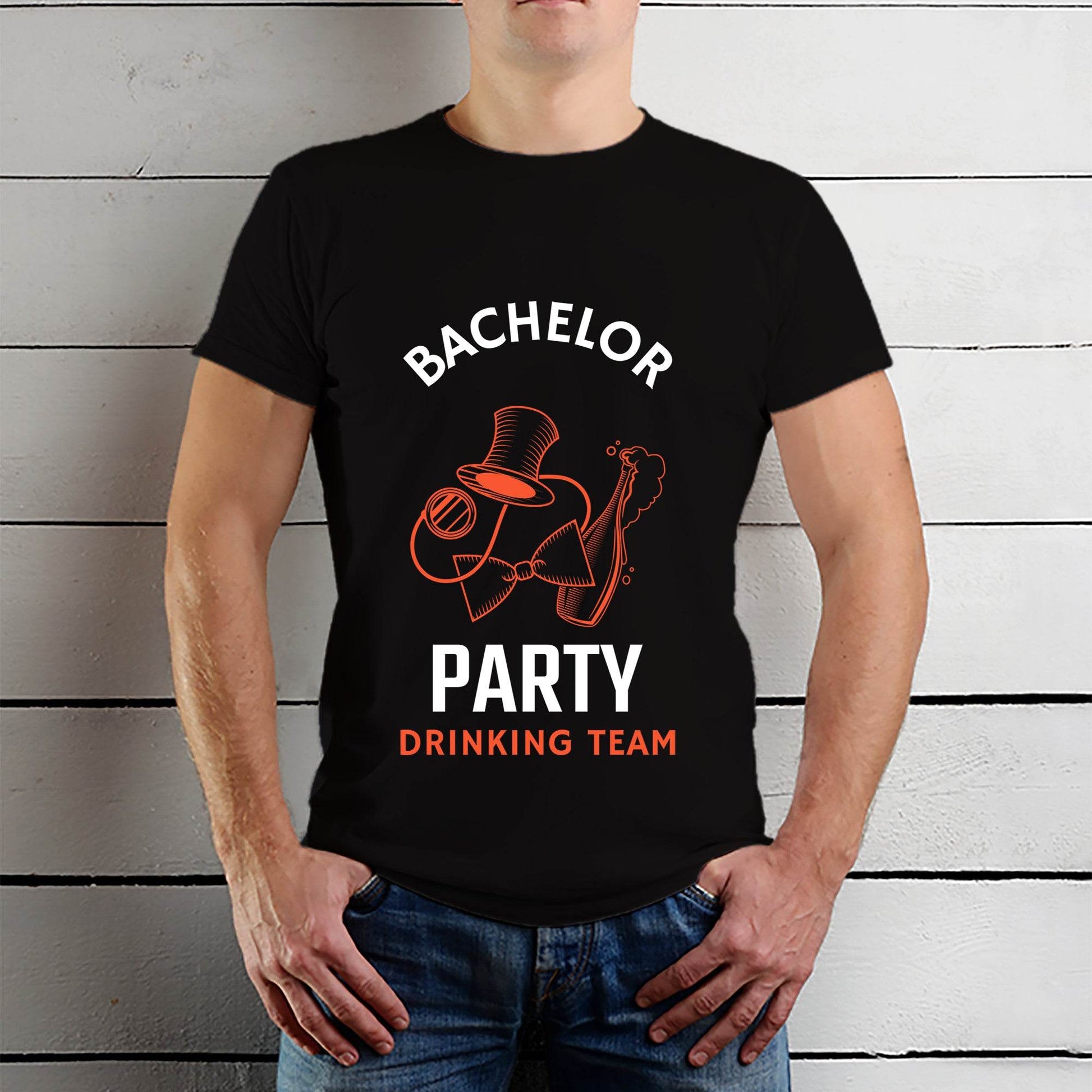 Bachelor Party Drinking Team - Unisex Round Neck Regular Fit 100% Combed Cotton Half Sleeve T-Shirt - Mojilo Mart