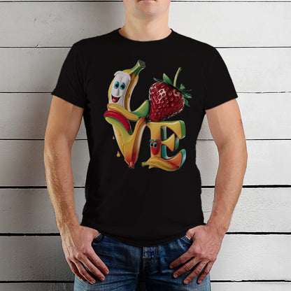 Banana Cherry Love - Unisex Round Neck Regular Fit 100% Combed Cotton Half Sleeve T-Shirt - Mojilo Mart