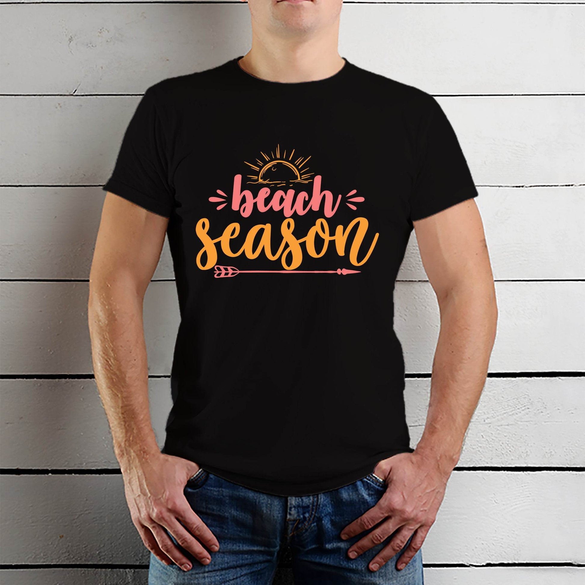 Beach Season Typography - Unisex Round Neck Regular Fit 100% Combed Cotton Half Sleeve T-Shirt - Mojilo Mart