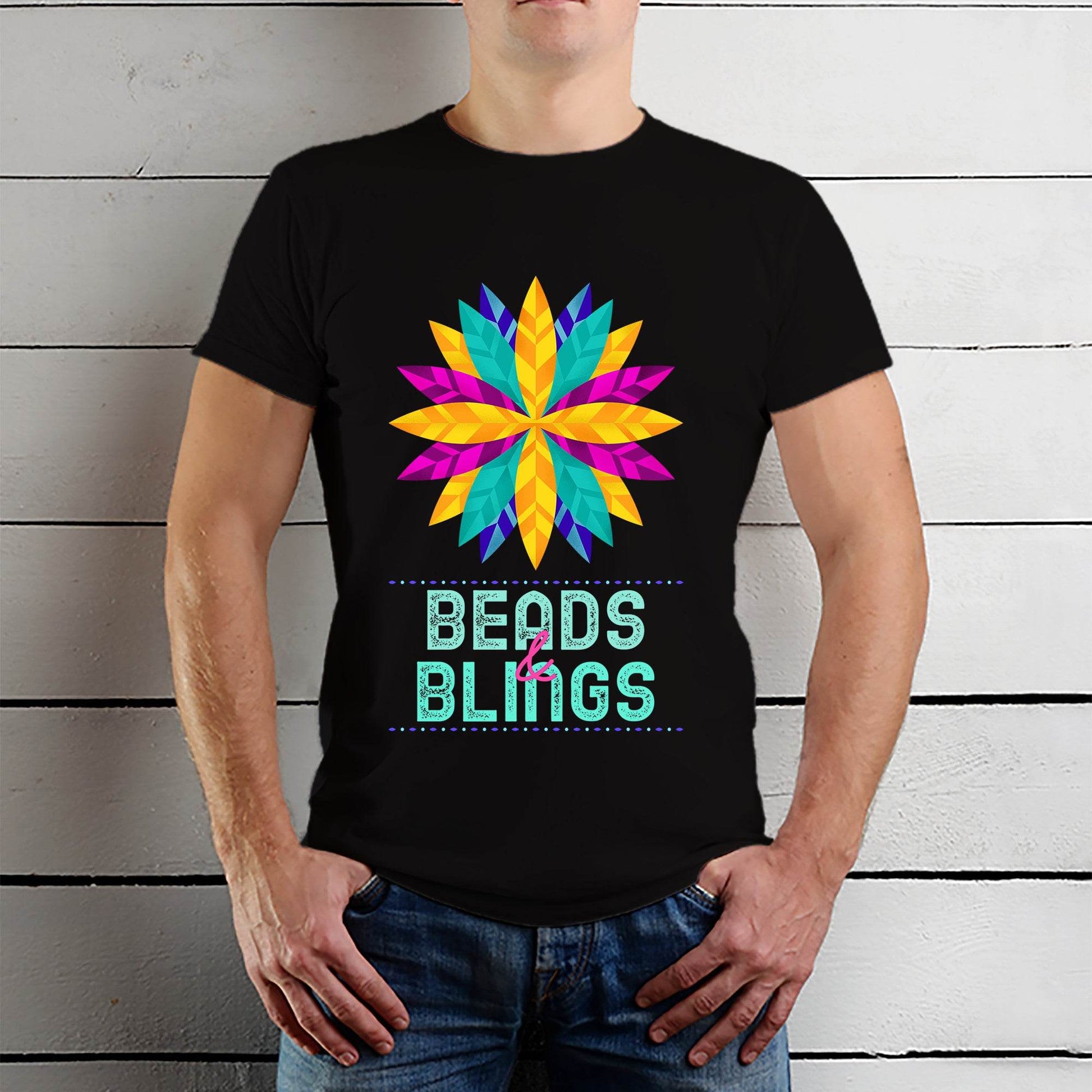 Beads & Blings - Unisex Round Neck Regular Fit 100% Combed Cotton Half Sleeve T-Shirt - Mojilo Mart
