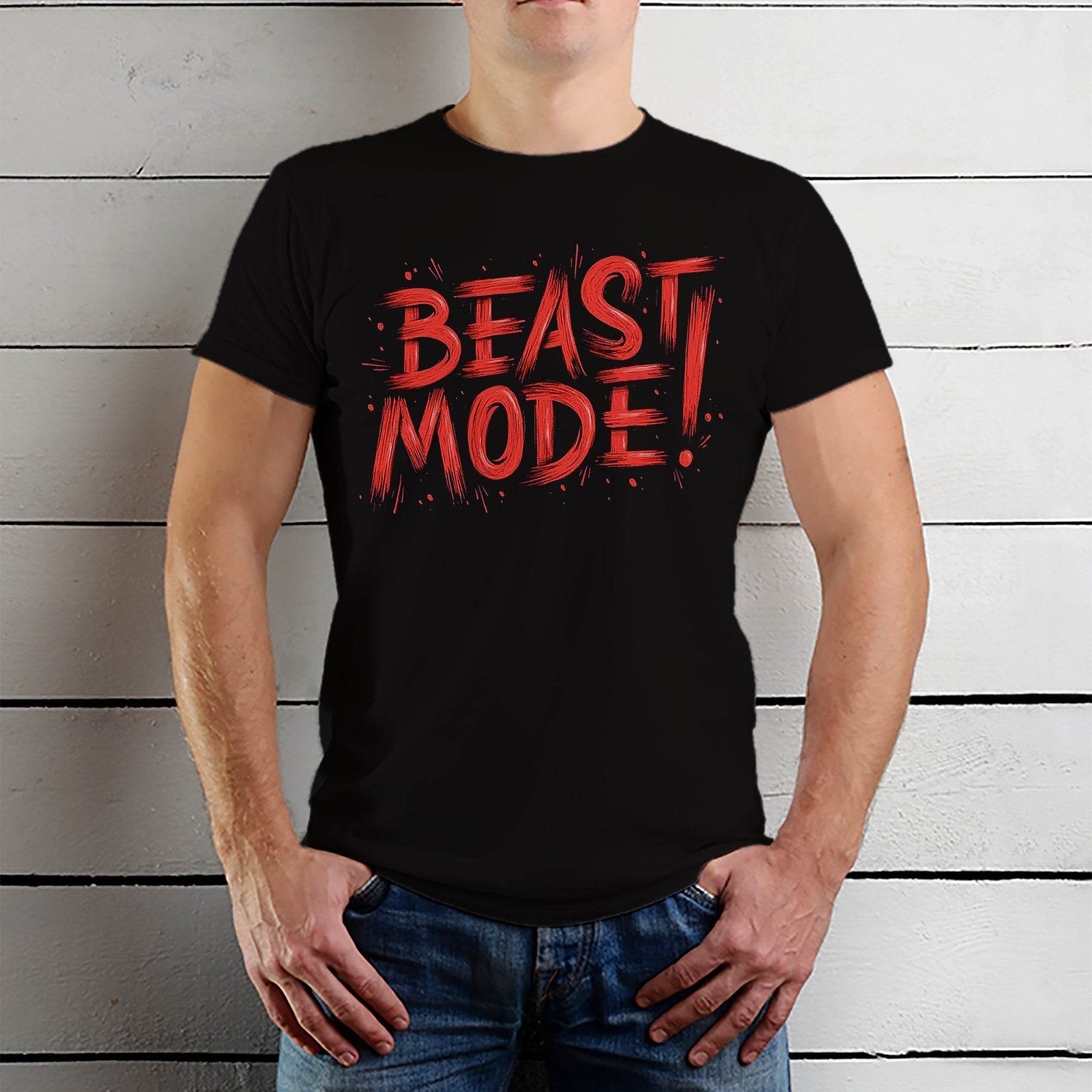 Beast Mode - Unisex Round Neck Regular Fit 100% Combed Cotton Half Sleeve T-Shirt - Mojilo Mart