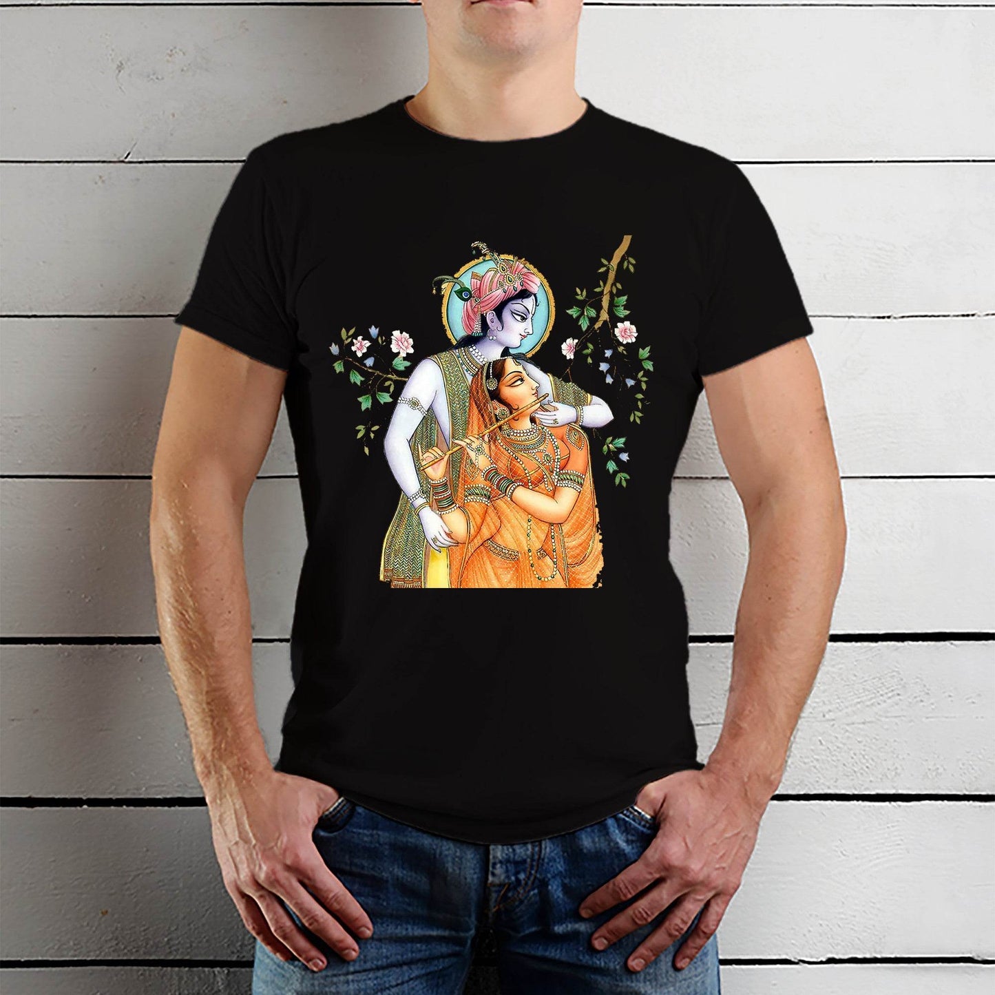 Blend Hare Krishna Janamashtmi - Unisex Round Neck Regular Fit 100% Combed Cotton Half Sleeve T-Shirt - Mojilo Mart