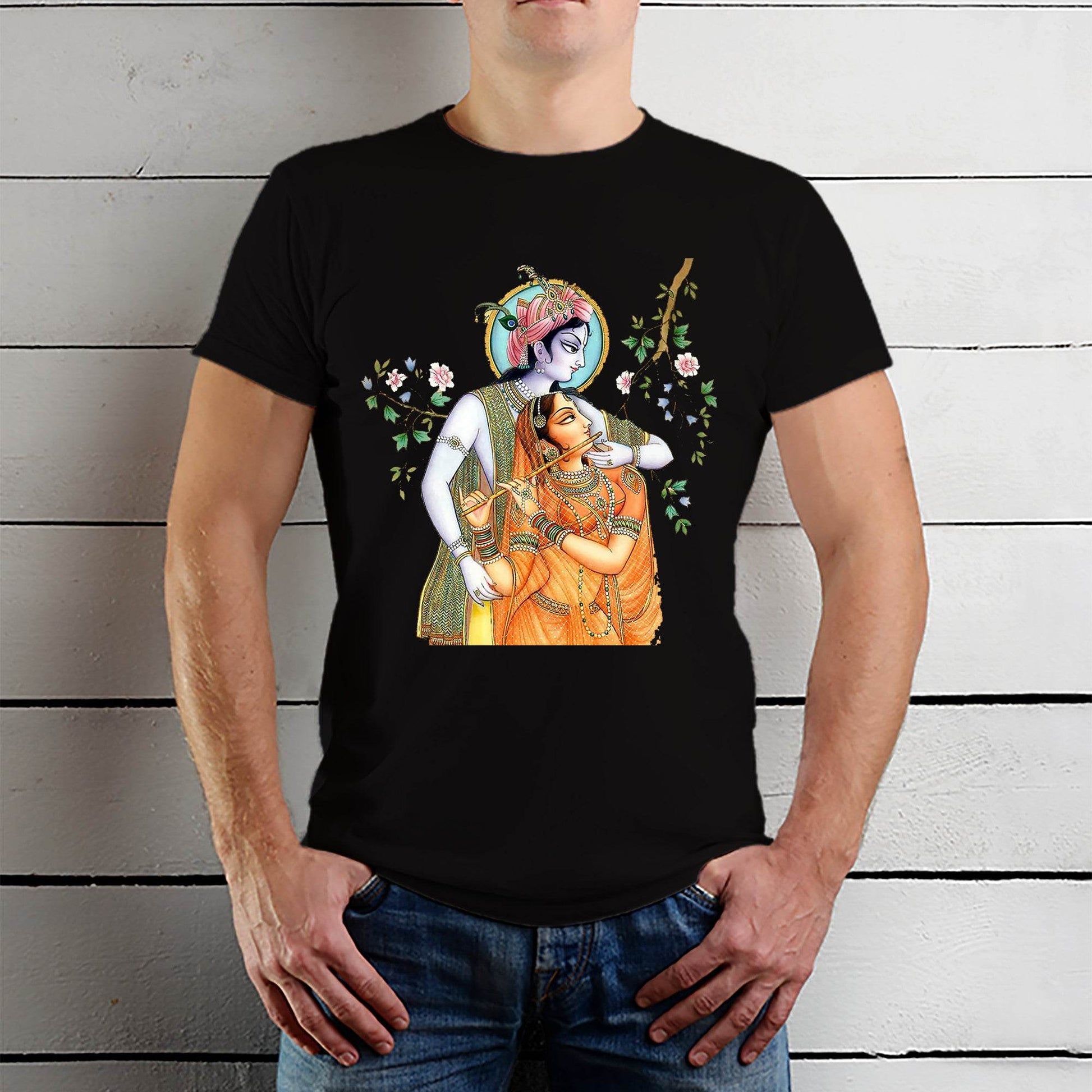 Blend Hare Krishna Janamashtmi - Unisex Round Neck Regular Fit 100% Combed Cotton Half Sleeve T-Shirt - Mojilo Mart