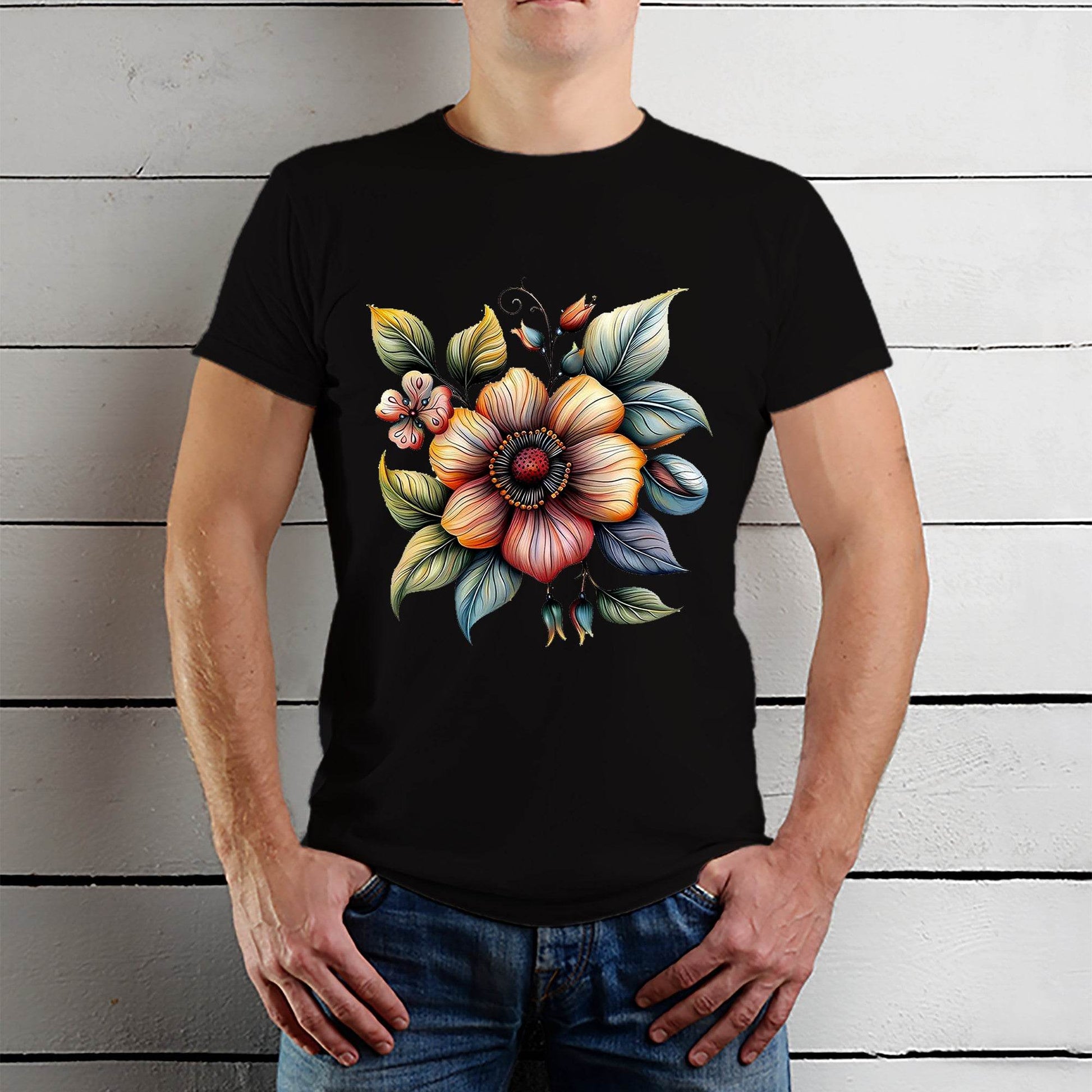 Blumen Rosen - Unisex Round Neck Regular Fit 100% Combed Cotton Half Sleeve T-Shirt - Mojilo Mart