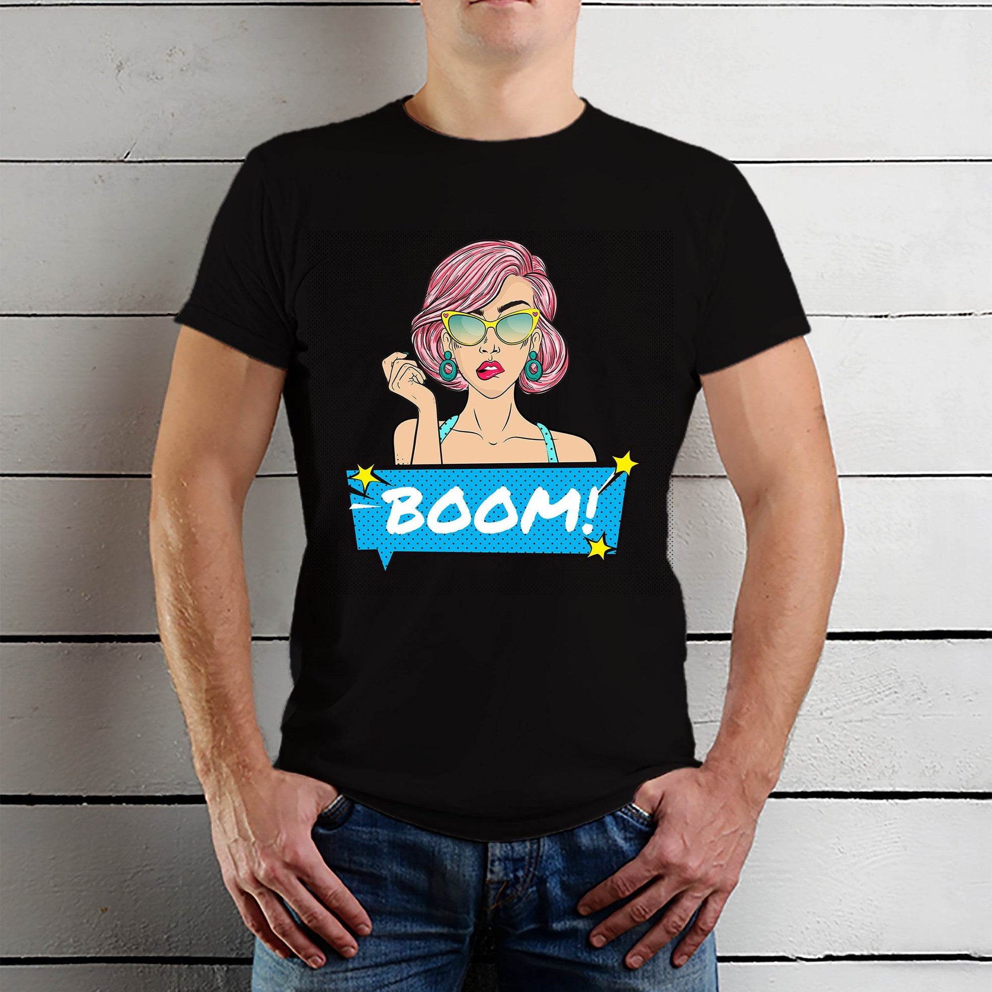 Boom Graphic - Unisex Round Neck Regular Fit 100% Combed Cotton Half Sleeve T-Shirt - Mojilo Mart
