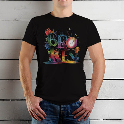 Broken - Unisex Round Neck Regular Fit 100% Combed Cotton Half Sleeve T-Shirt - Mojilo Mart