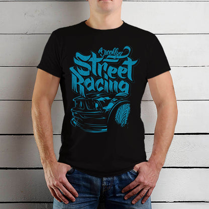 Brooklyn Street Racing - Unisex Round Neck Regular Fit 100% Combed Cotton Half Sleeve T-Shirt - Mojilo Mart