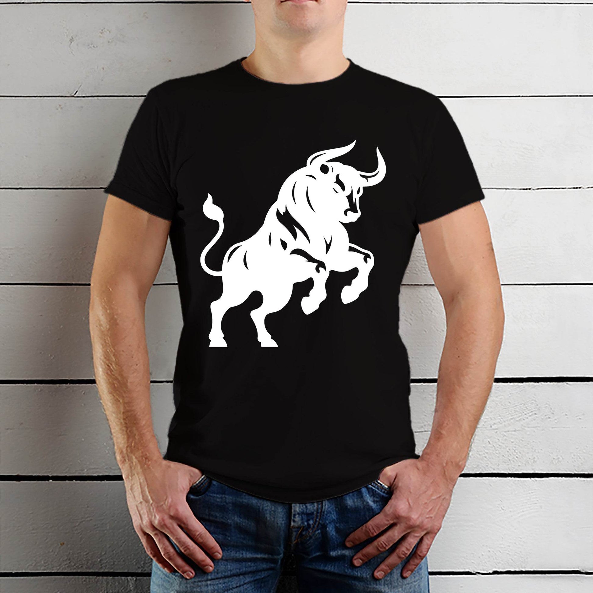 Bullfighting Festival Cowboy Novelty Crewneck Vivid Design - Unisex Round Neck Regular Fit 100% Combed Cotton Half Sleeve T-Shirt - Mojilo Mart