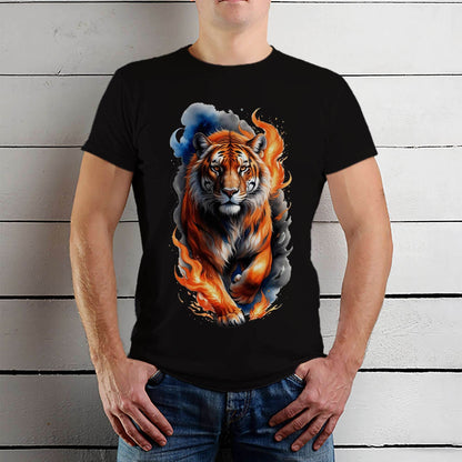 Burning Tiger - Unisex Round Neck Regular Fit 100% Combed Cotton Half Sleeve T-Shirt - Mojilo Mart