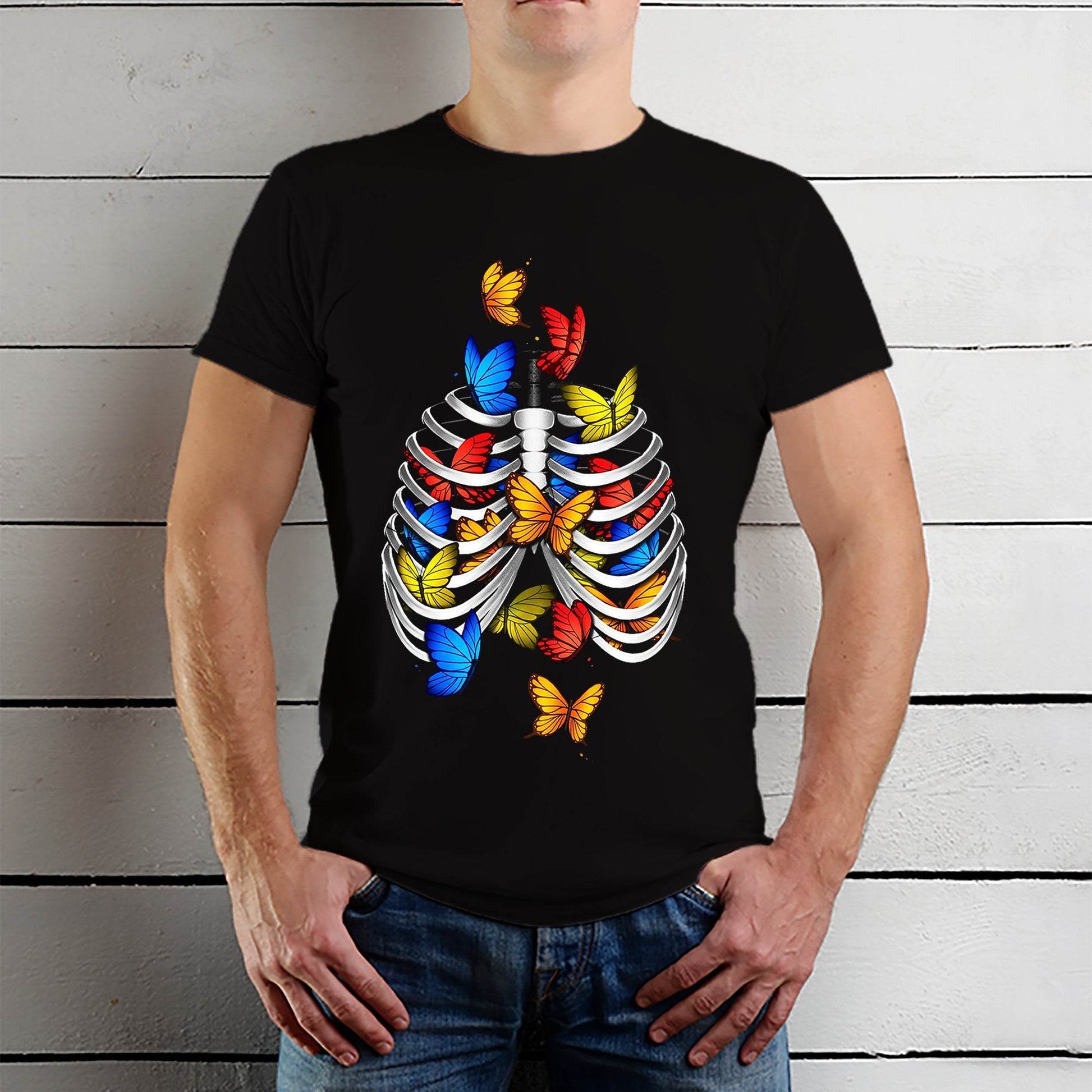 Butterflies in my stomach - Unisex Round Neck Regular Fit 100% Combed Cotton Half Sleeve T-Shirt - Mojilo Mart