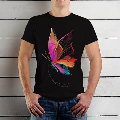 Butterfly Print - Unisex Round Neck Regular Fit 100% Combed Cotton Half Sleeve T-Shirt - Mojilo Mart