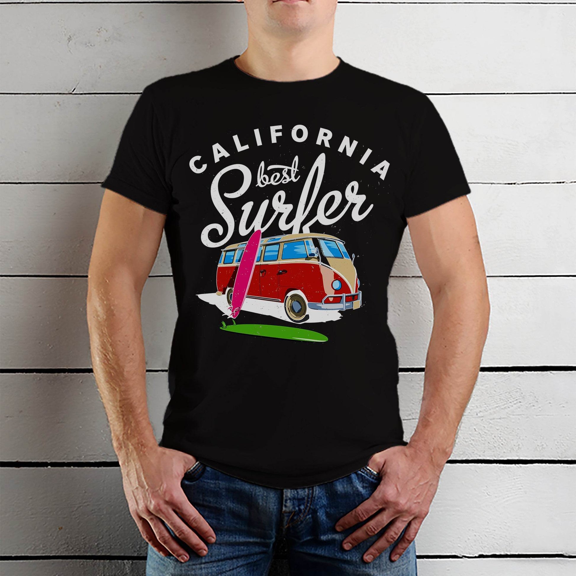 CALIFORNIA BEST Surfer - Unisex Round Neck Regular Fit 100% Combed Cotton Half Sleeve T-Shirt - Mojilo Mart