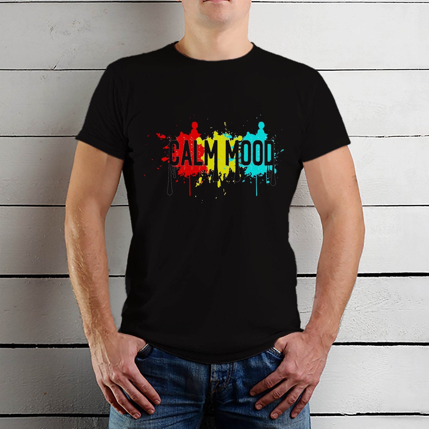 CALM MOOD - Unisex Round Neck Regular Fit 100% Combed Cotton Half Sleeve T-Shirt - Mojilo Mart