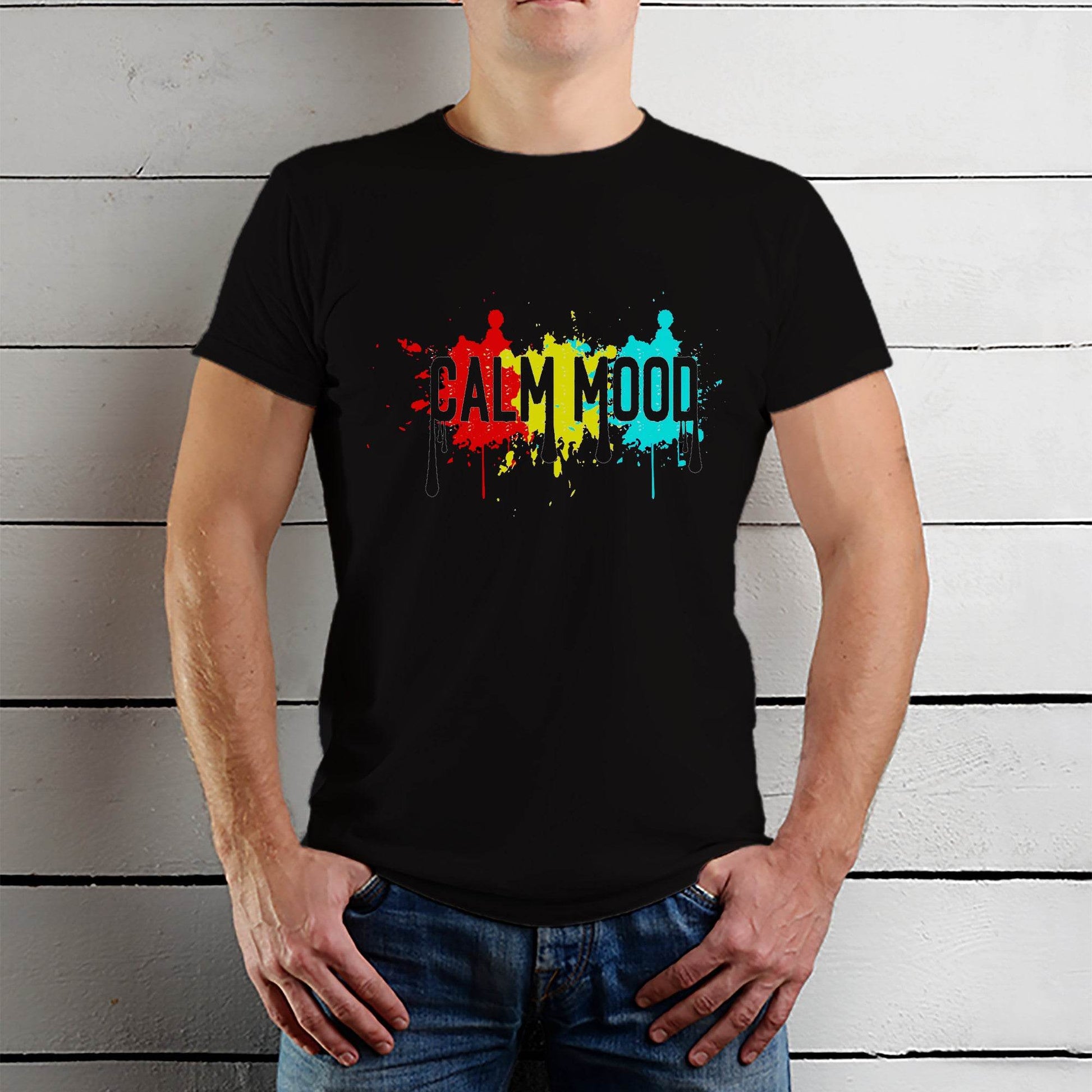 CALM MOOD - Unisex Round Neck Regular Fit 100% Combed Cotton Half Sleeve T-Shirt - Mojilo Mart