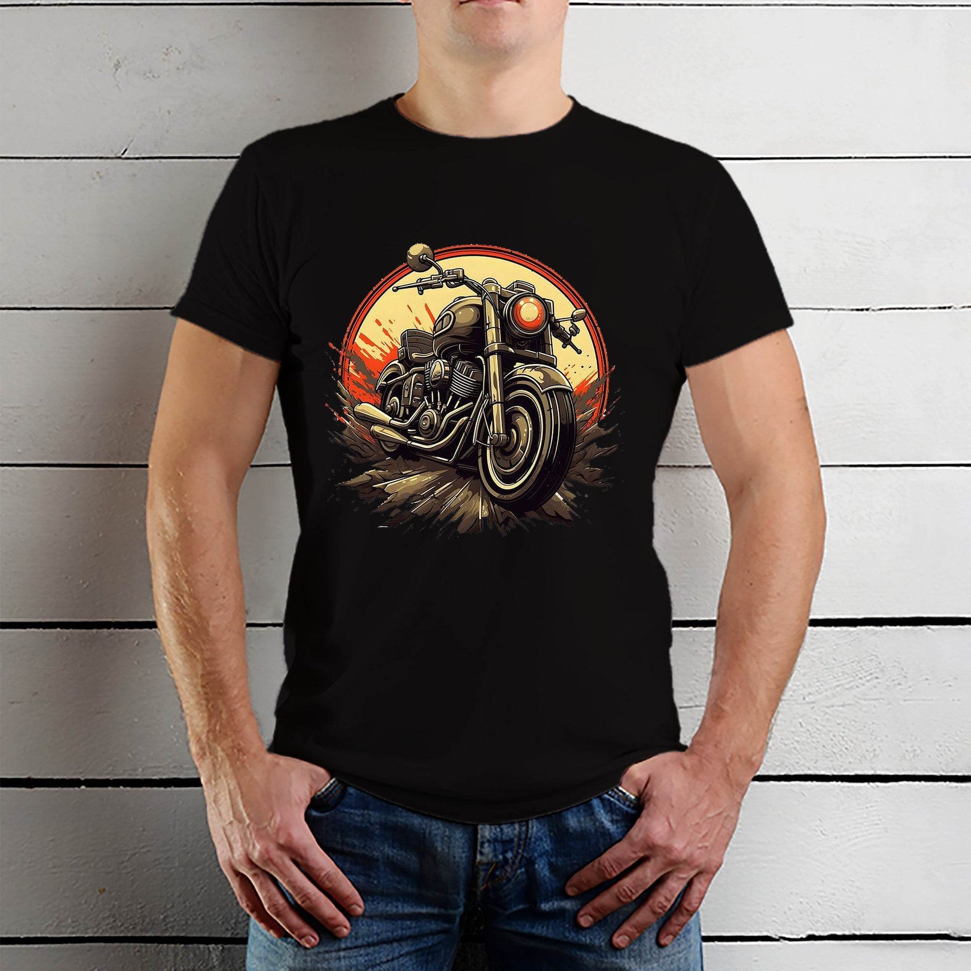 Cafe Cruiser Chronicles Retro Biker Tribute Premium - Unisex Round Neck Regular Fit 100% Combed Cotton Half Sleeve T-Shirt - Mojilo Mart