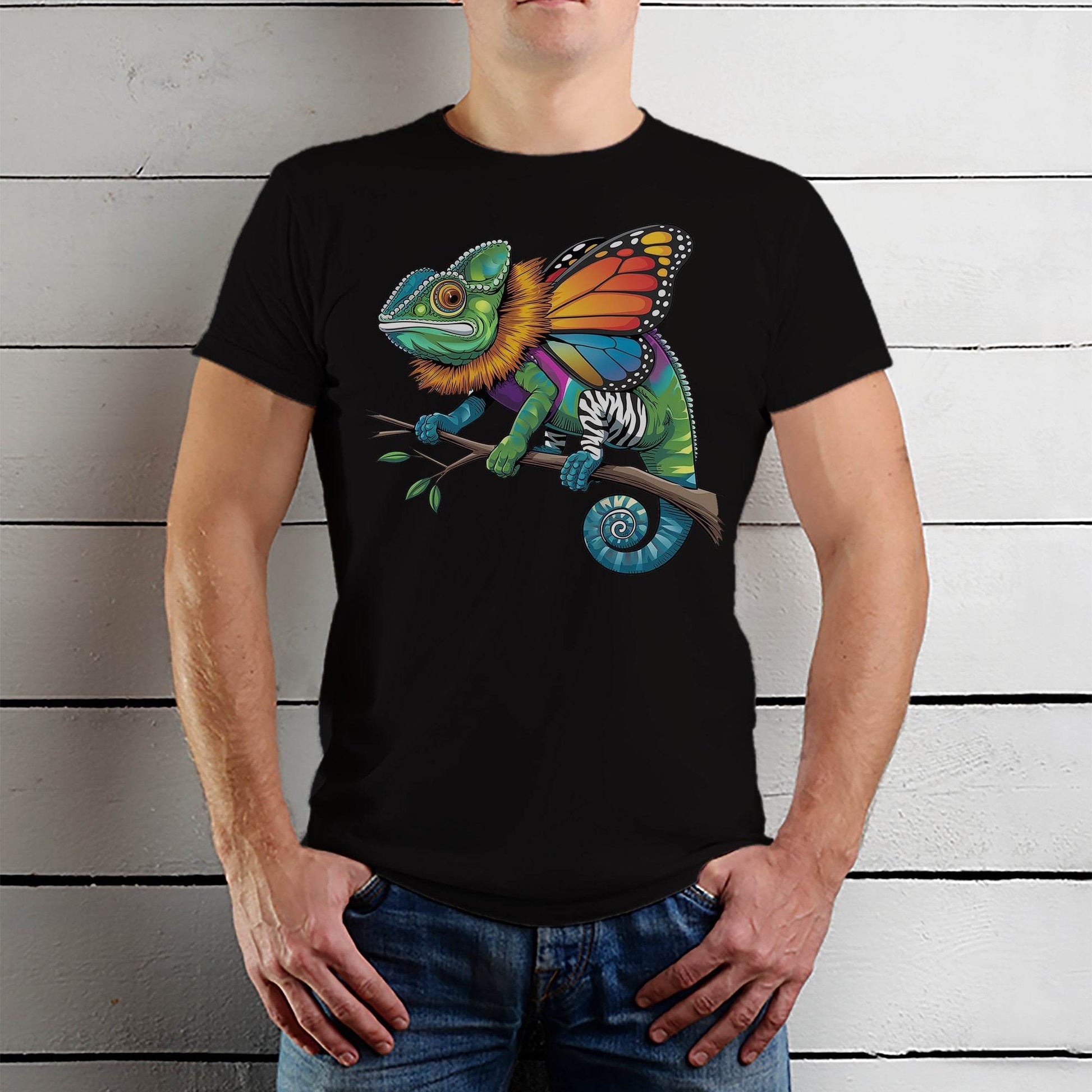 Chameleon Mood Matcher Color Changing Reptile Camouflage - Unisex Round Neck Regular Fit 100% Combed Cotton Half Sleeve T-Shirt - Mojilo Mart