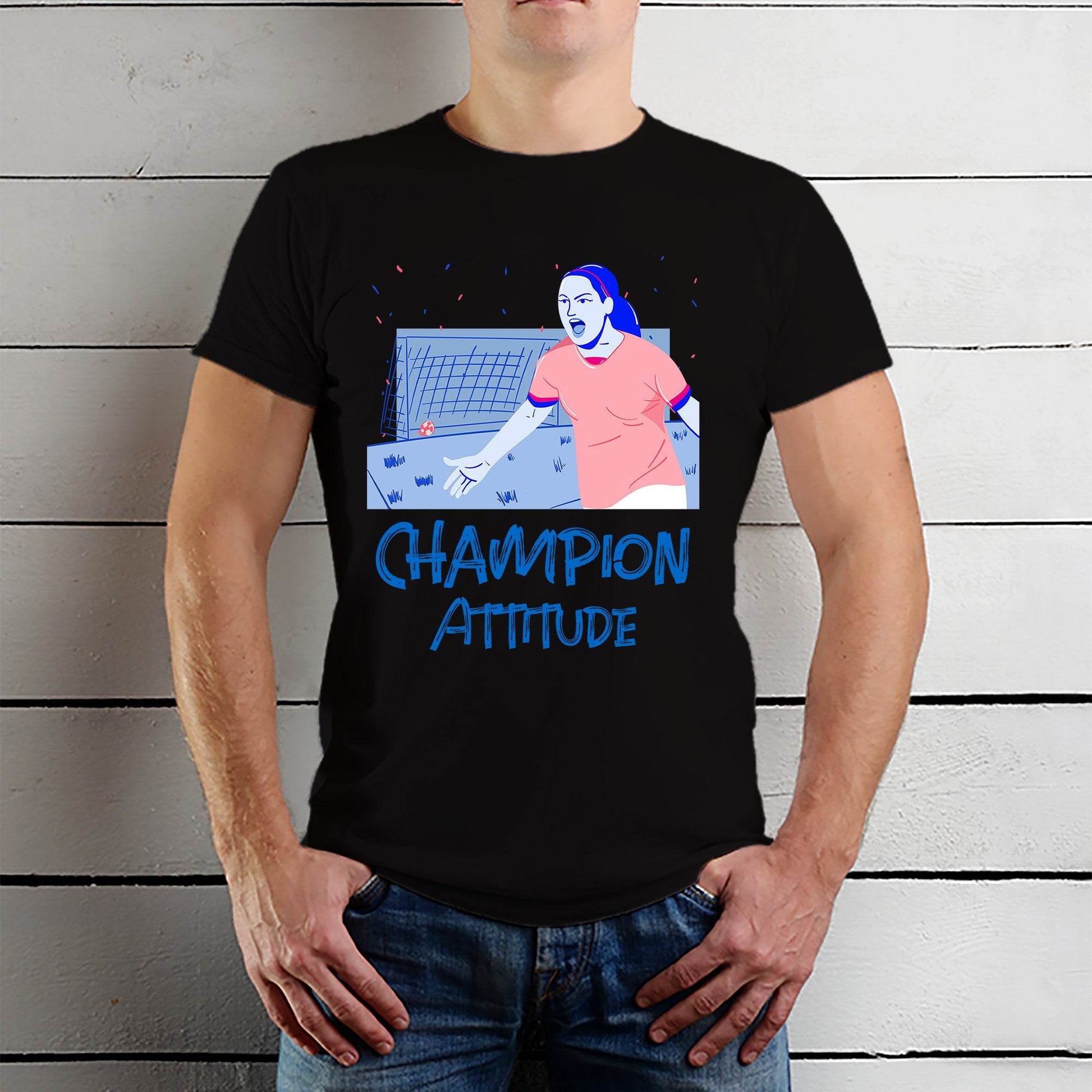 Champion Attitude - Unisex Round Neck Regular Fit 100% Combed Cotton Half Sleeve T-Shirt - Mojilo Mart