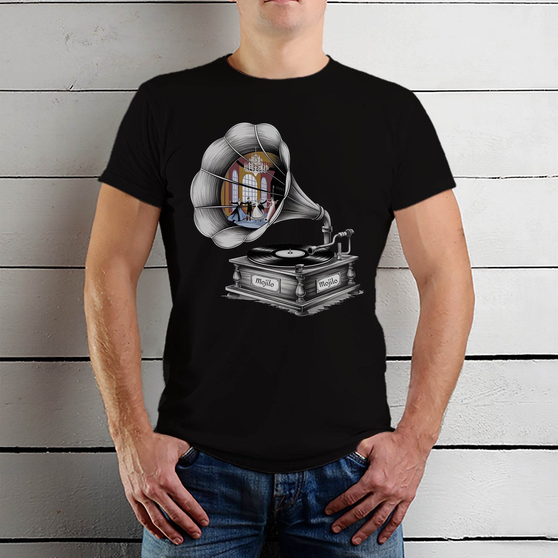 Classic Gramophone - Unisex Round Neck Regular Fit 100% Combed Cotton Half Sleeve T-Shirt - Mojilo Mart