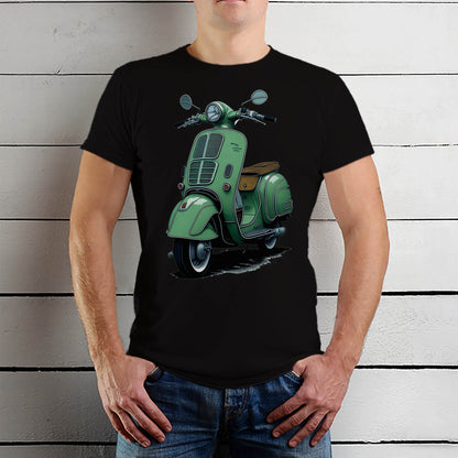 Classic Green Vespa Scooter - Unisex Round Neck Regular Fit 100% Combed Cotton Half Sleeve T-Shirt - Mojilo Mart