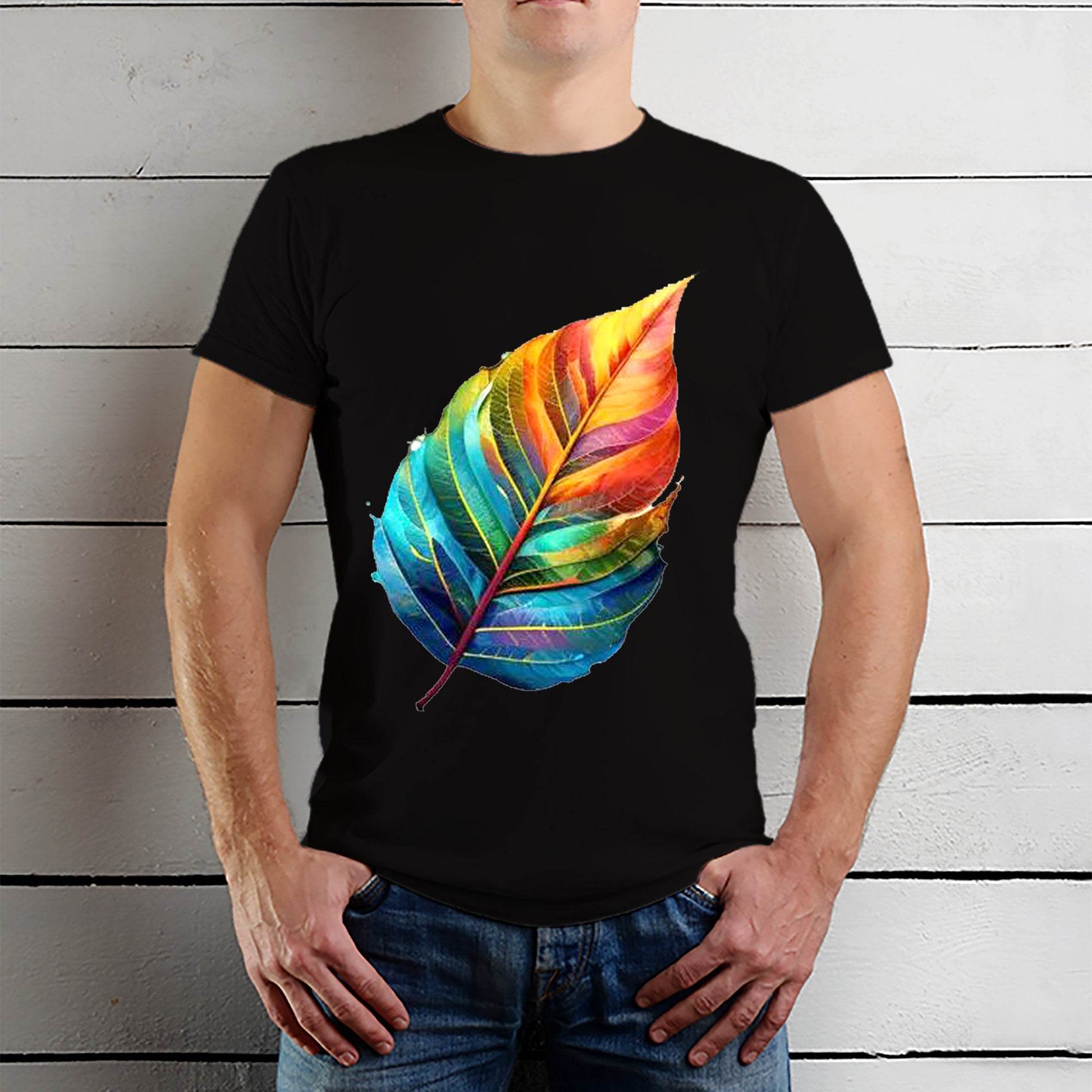 Colorful Feather - Unisex Round Neck Regular Fit 100% Combed Cotton Half Sleeve T-Shirt - Mojilo Mart