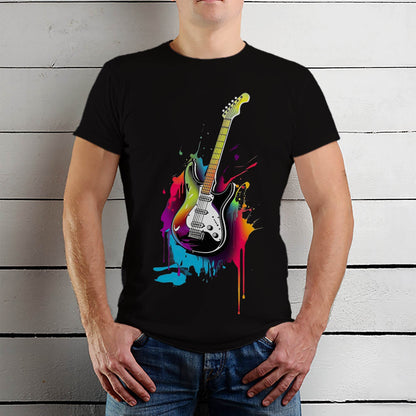 Colorful Guitar Music Instrument - Unisex Round Neck Regular Fit 100% Combed Cotton Half Sleeve T-Shirt - Mojilo Mart