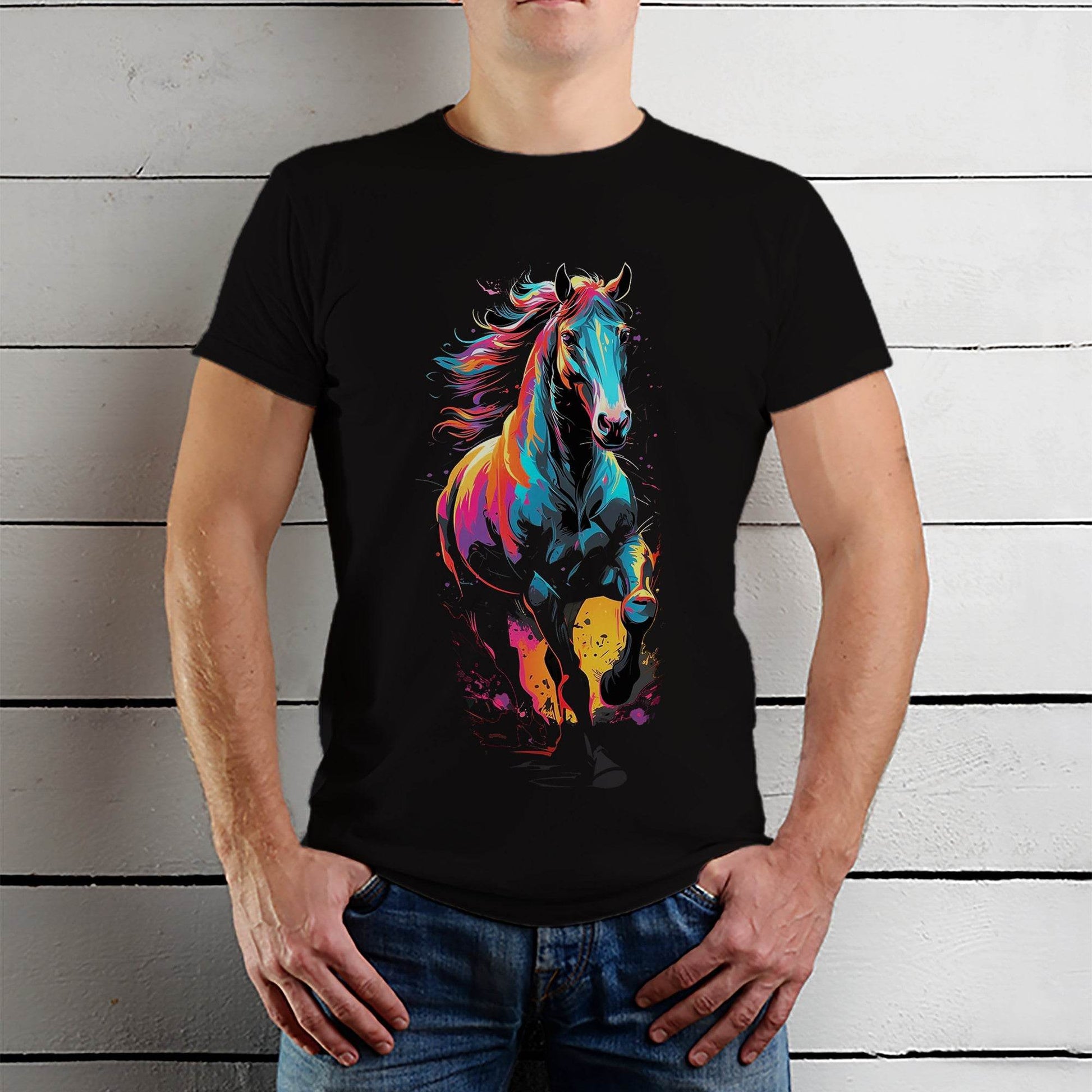 Colorful Horse- Unisex Round Neck Regular Fit 100% Combed Cotton Half Sleeve T-Shirt - Mojilo Mart