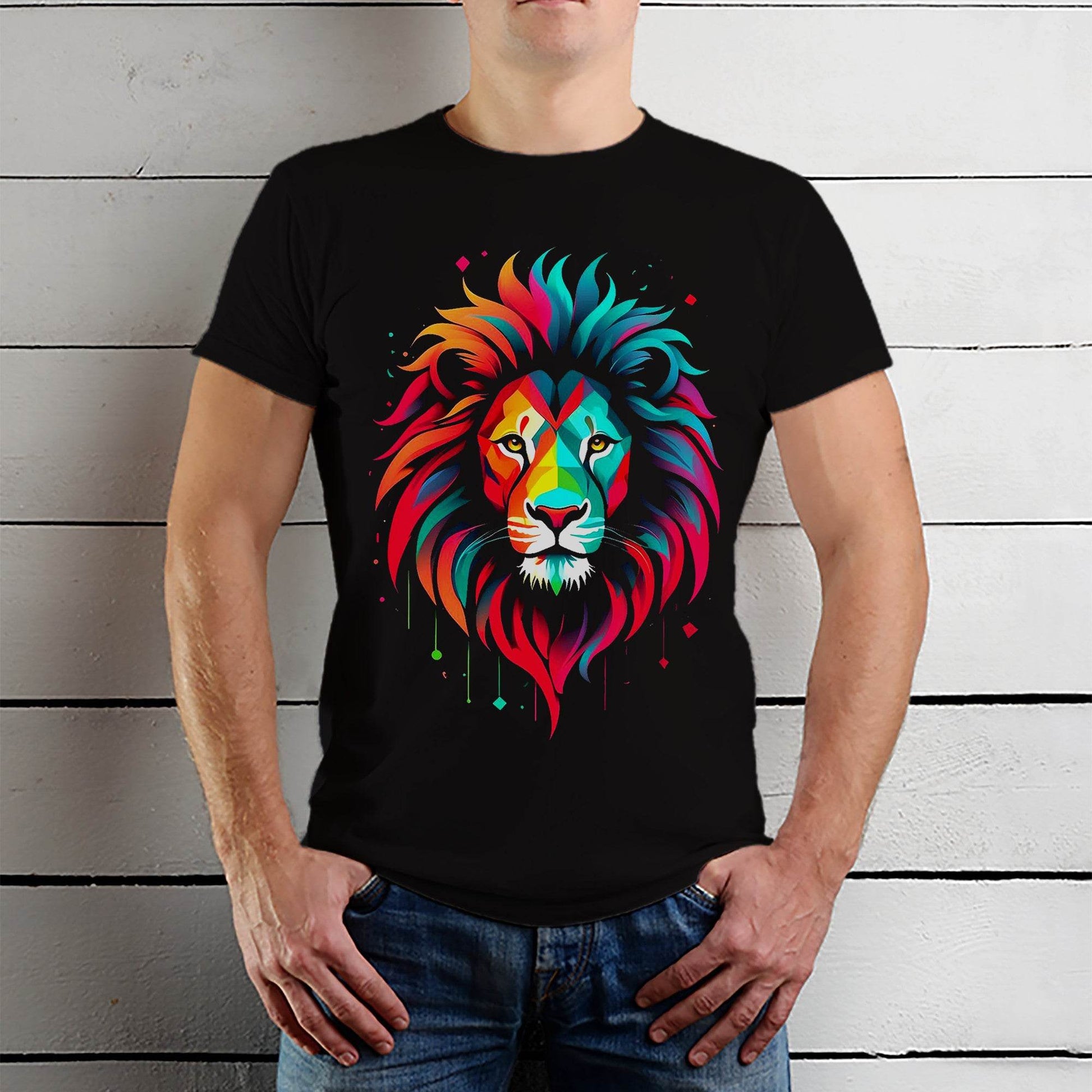 Colorful Lion - Unisex Round Neck Regular Fit 100% Combed Cotton Half Sleeve T-Shirt - Mojilo Mart