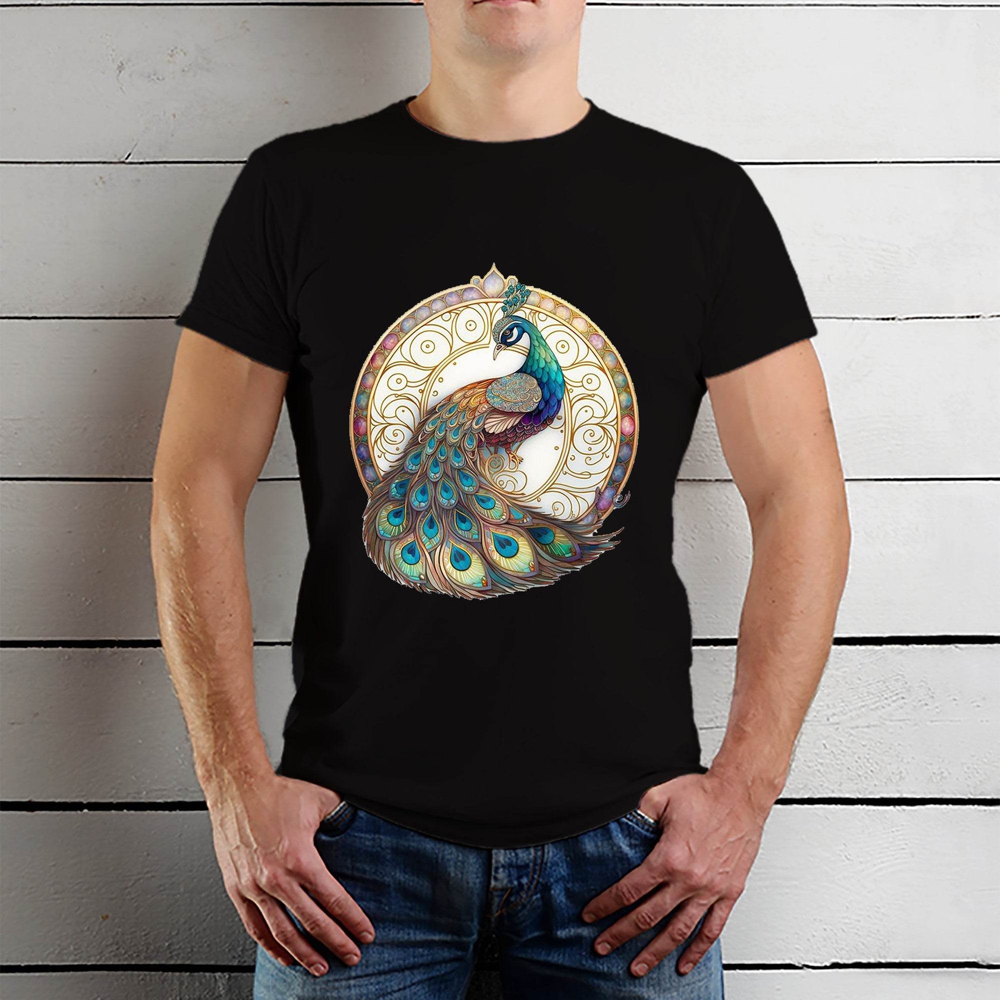 Colorful Peacock For Peacock Lovers - Unisex Round Neck Regular Fit 100% Combed Cotton Half Sleeve T-Shirt - Mojilo Mart