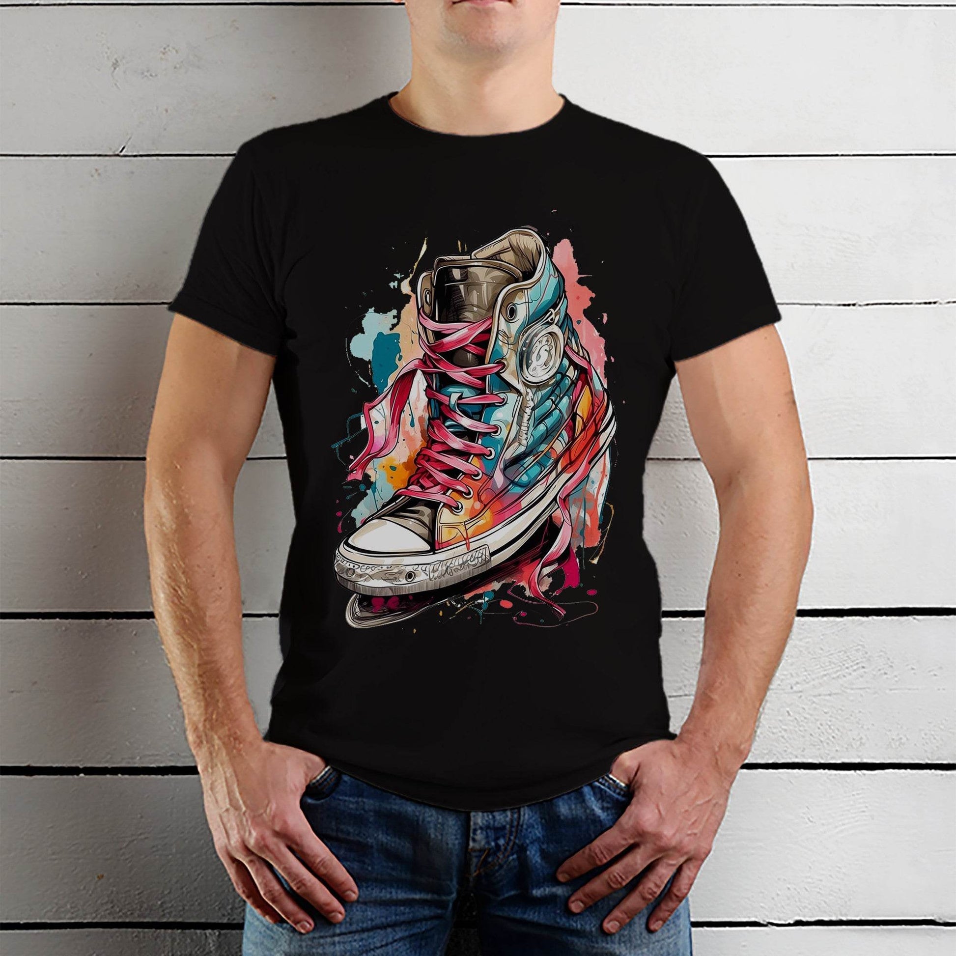 Colorful sneakers - Unisex Round Neck Regular Fit 100% Combed Cotton Half Sleeve T-Shirt - Mojilo Mart