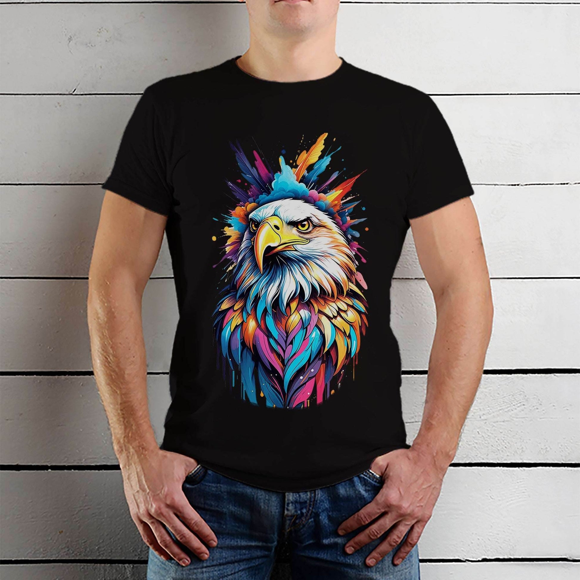 Colorfull Eagle Graphic - Unisex Round Neck Regular Fit 100% Combed Cotton Half Sleeve T-Shirt - Mojilo Mart