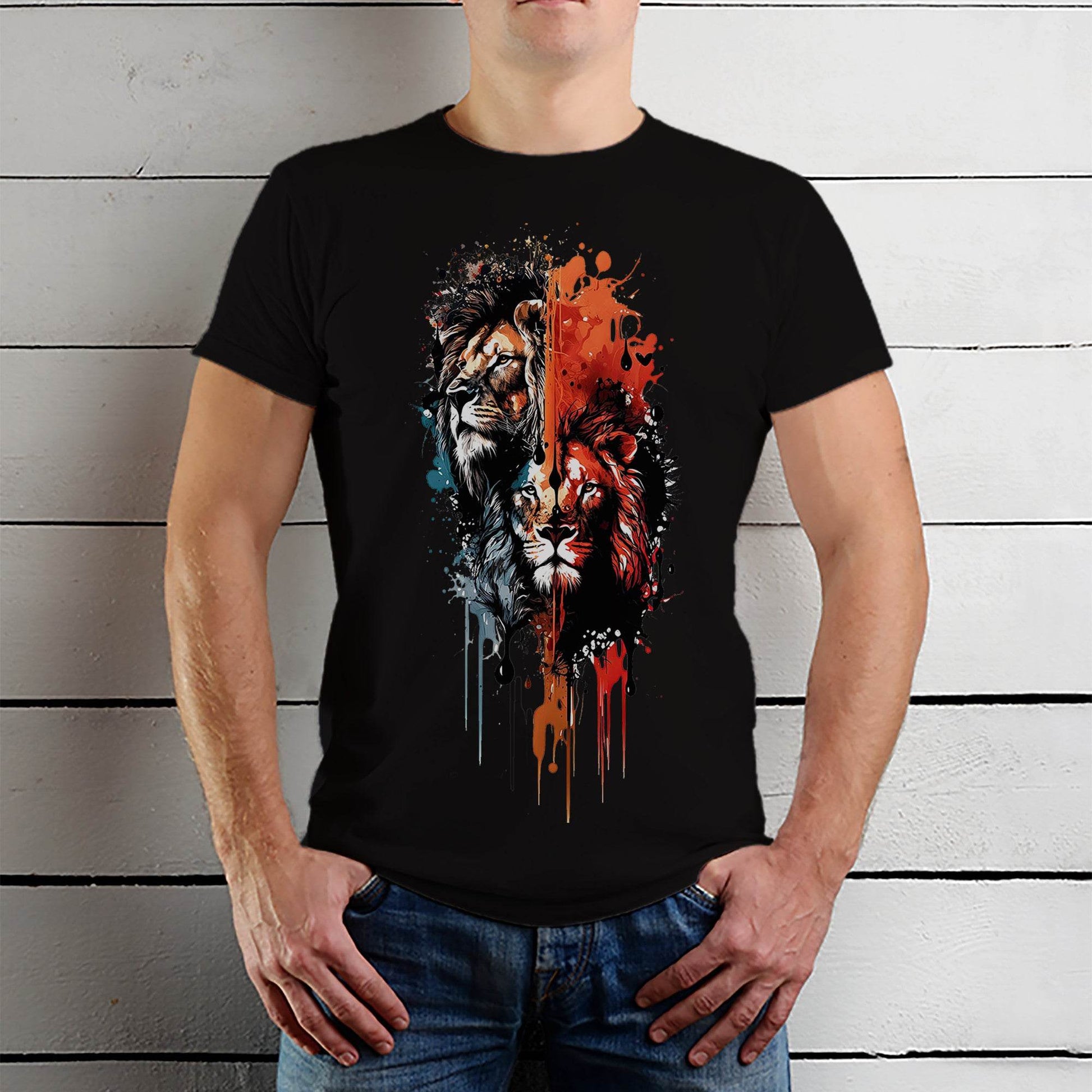 Colourful Lion Tshirt - Unisex Round Neck Regular Fit 100% Combed Cotton Half Sleeve T-Shirt - Mojilo Mart
