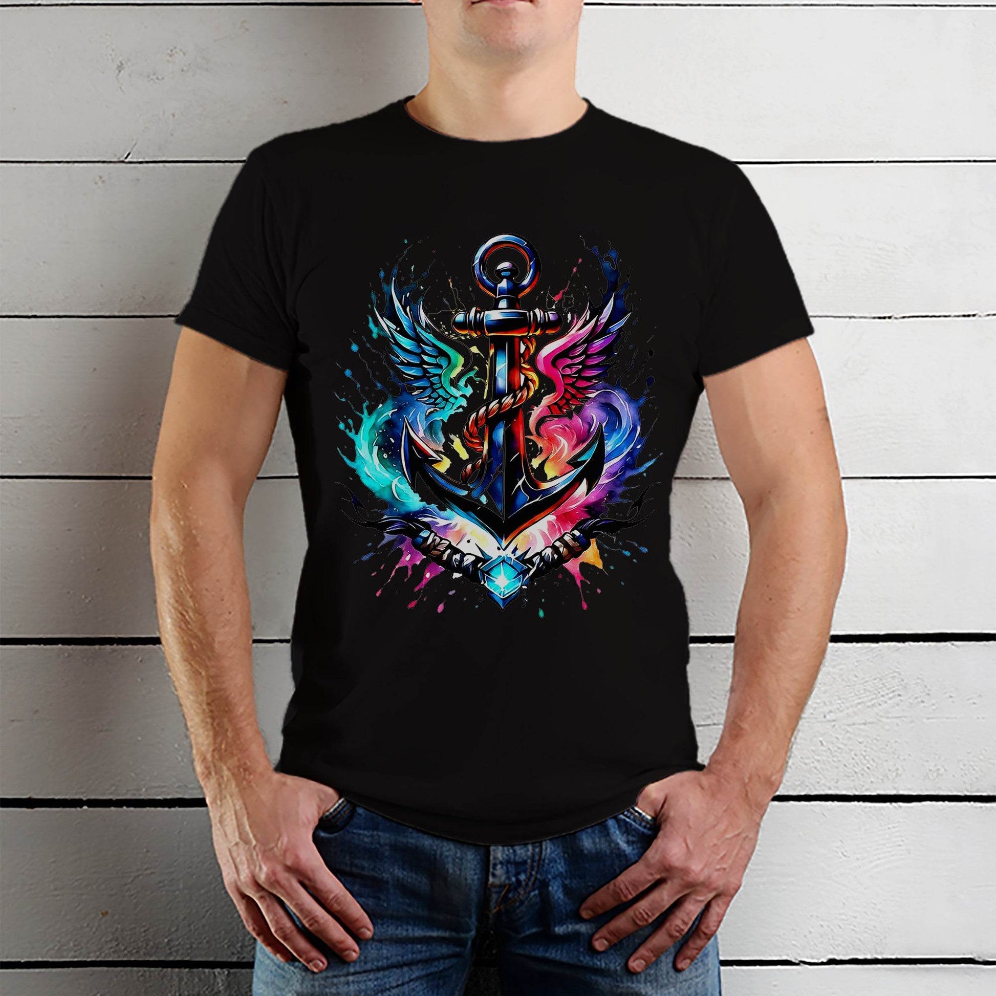 Cool Anchor Sea Symbol - Unisex Round Neck Regular Fit 100% Combed Cotton Half Sleeve T-Shirt - Mojilo Mart