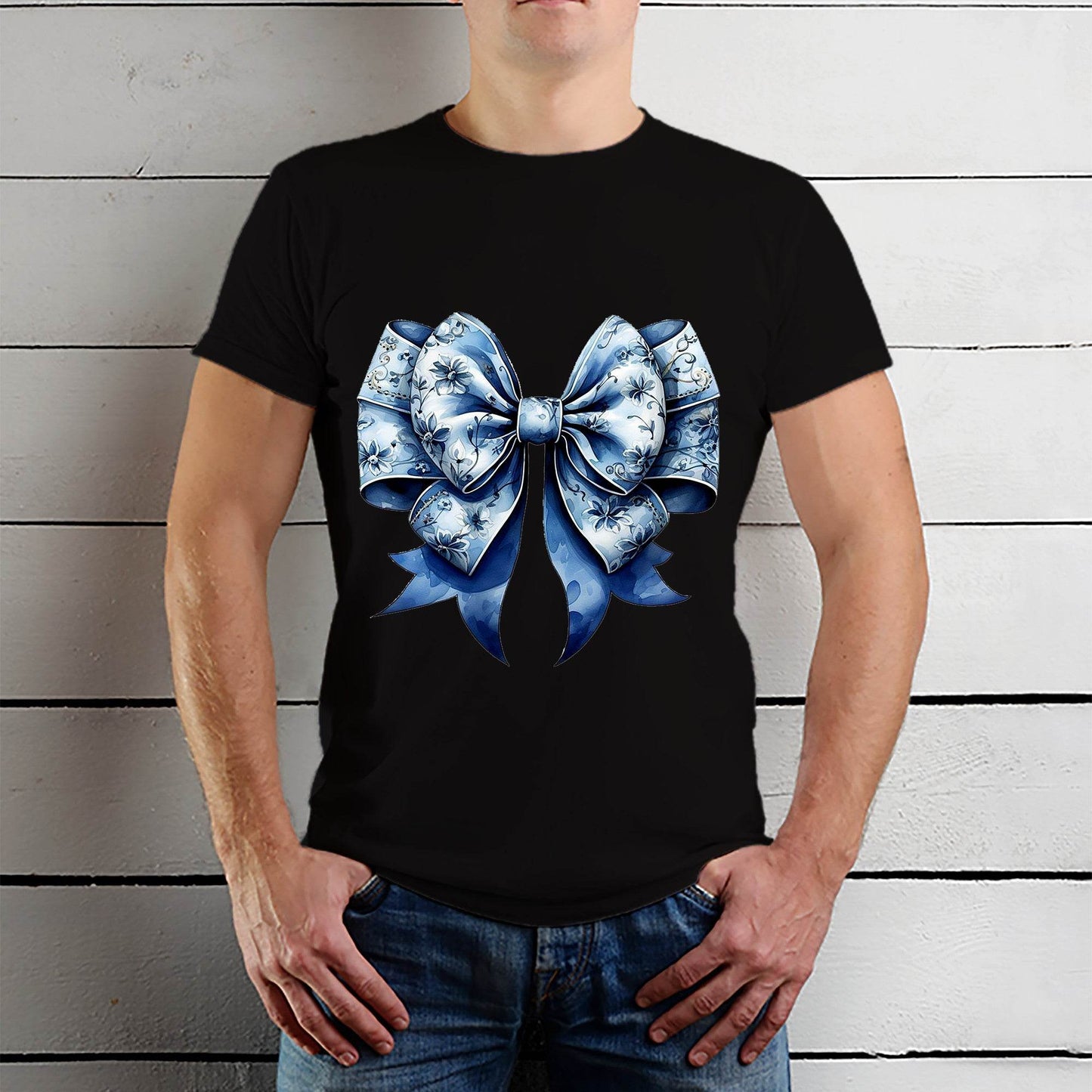 Coquette Floral Blue - Unisex Round Neck Regular Fit 100% Combed Cotton Half Sleeve T-Shirt - Mojilo Mart