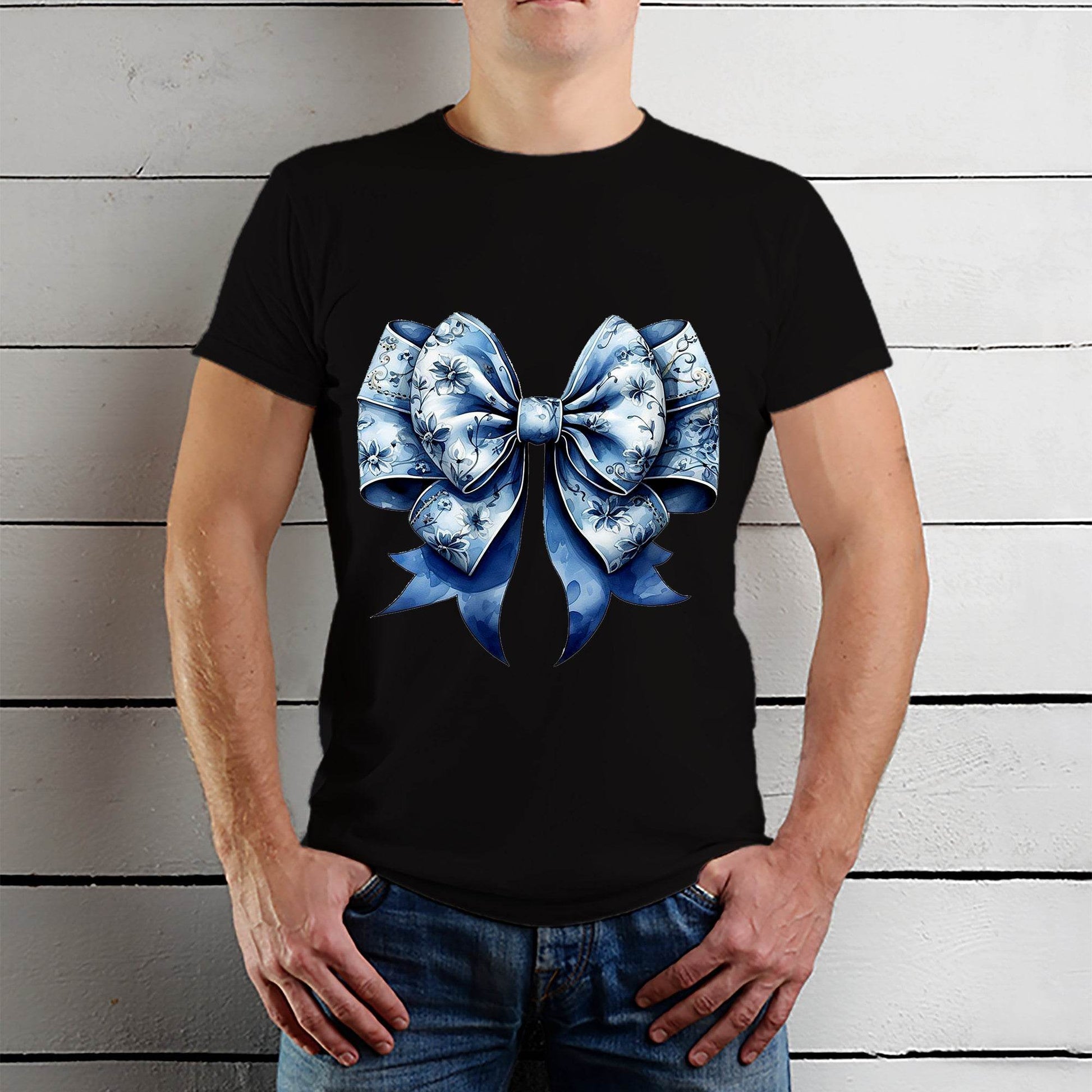 Coquette Floral Blue - Unisex Round Neck Regular Fit 100% Combed Cotton Half Sleeve T-Shirt - Mojilo Mart