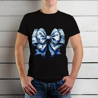 Coquette Floral Blue - Unisex Round Neck Regular Fit 100% Combed Cotton Half Sleeve T-Shirt - Mojilo Mart