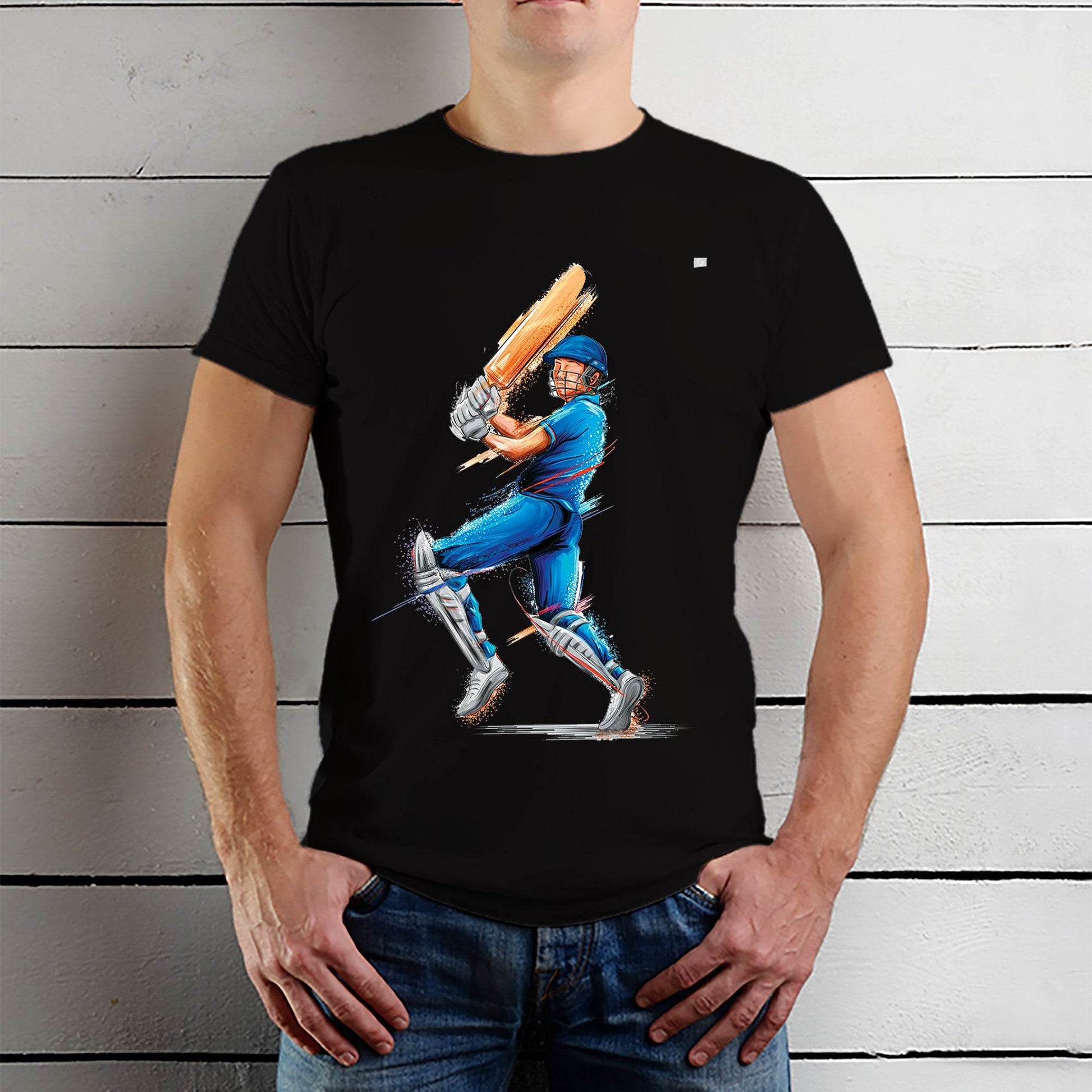 Cricket Player Boys Sport - Unisex Round Neck Regular Fit 100% Combed Cotton Half Sleeve T-Shirt - Mojilo Mart