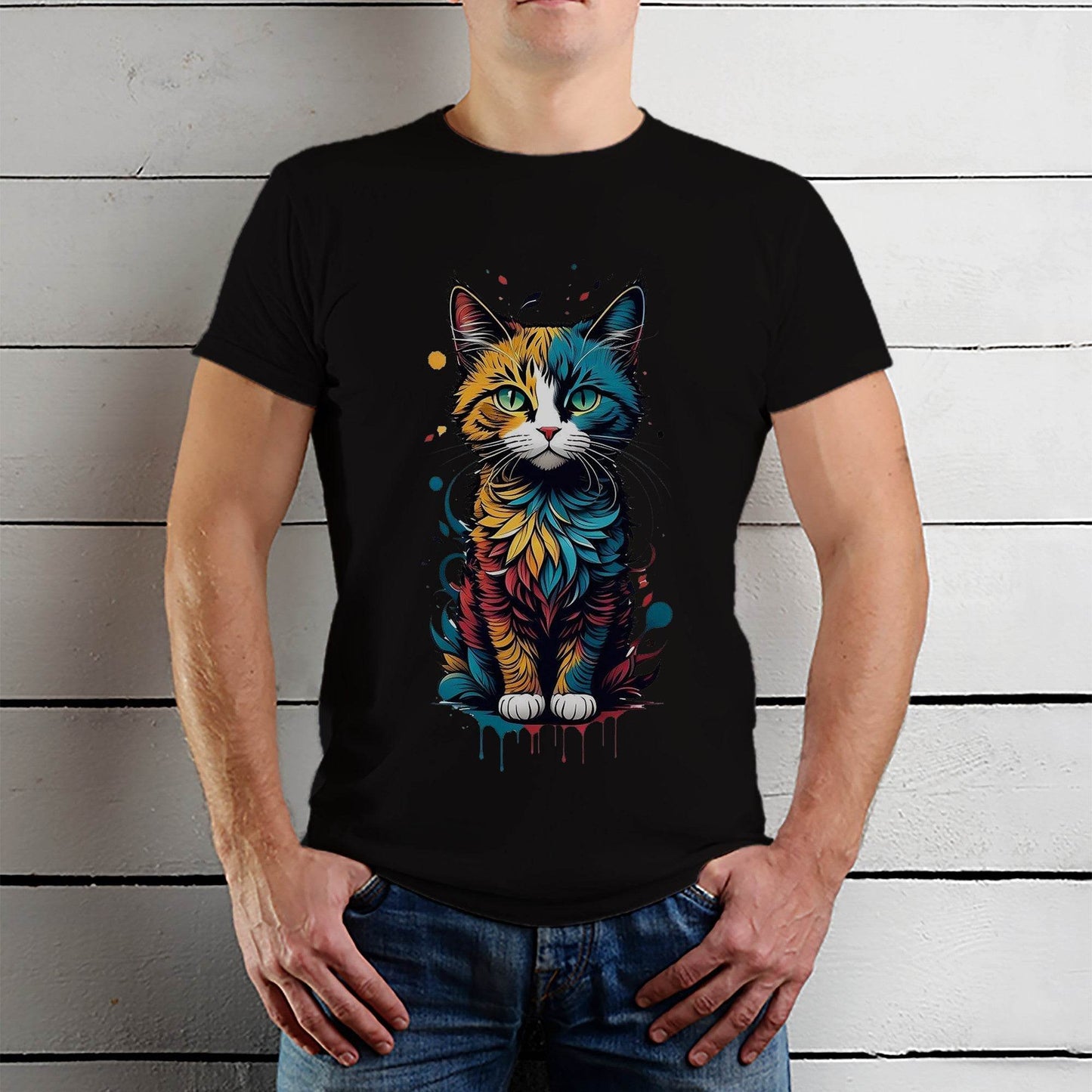 Cute Cat Fantasy - Unisex Round Neck Regular Fit 100% Combed Cotton Half Sleeve T-Shirt - Mojilo Mart
