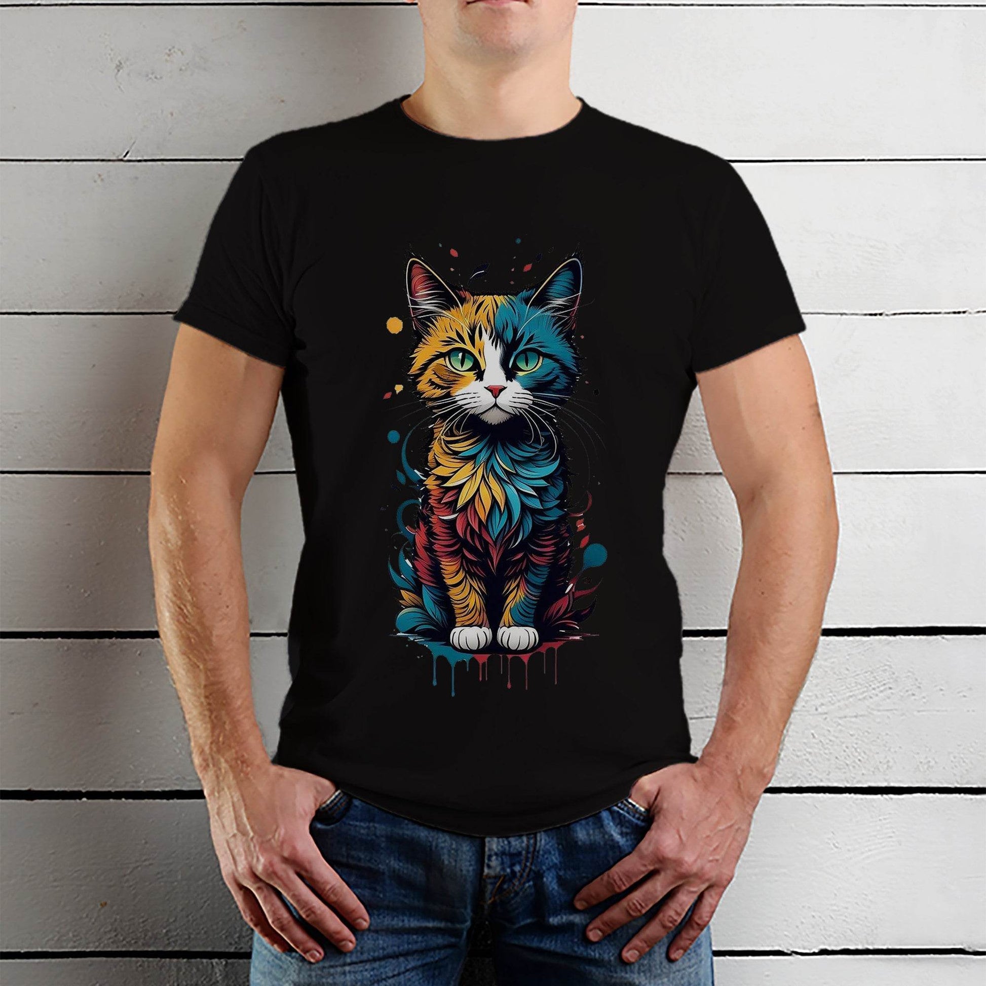 Cute Cat Fantasy - Unisex Round Neck Regular Fit 100% Combed Cotton Half Sleeve T-Shirt - Mojilo Mart