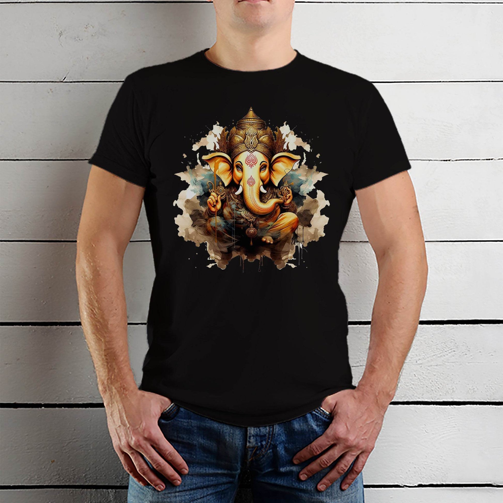 Cute Lord Ganpati - Unisex Round Neck Regular Fit 100% Combed Cotton Half Sleeve T-Shirt - Mojilo Mart