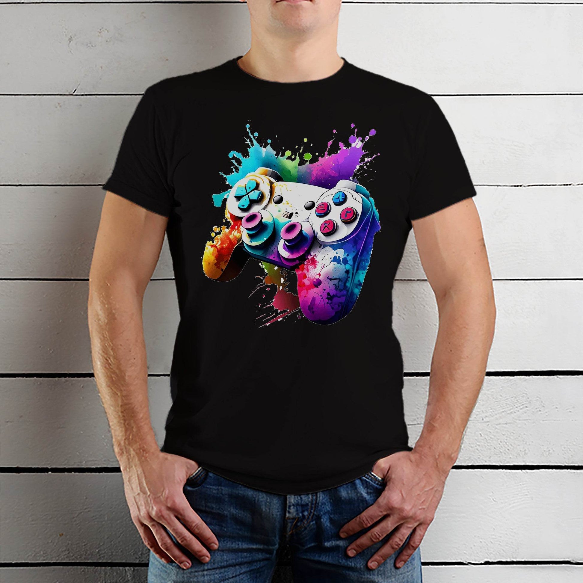 DIGITAL DOWNLOAD Graffiti Gaming Controller Playstation Gaming - Unisex Round Neck Regular Fit 100% Combed Cotton Half Sleeve T-Shirt - Mojilo Mart