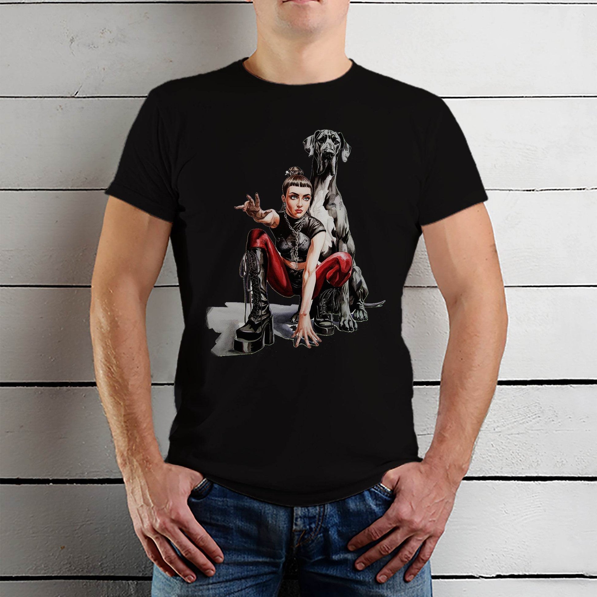 DOG AND WOMEN GRAPHIC PRINT - Unisex Round Neck Regular Fit 100% Combed Cotton Half Sleeve T-Shirt (Copy) (Copy) - Mojilo Mart