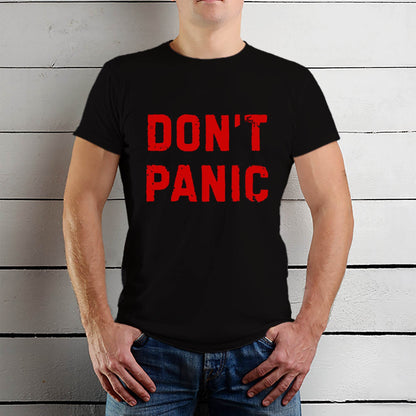 DON'T PANIC - Unisex Round Neck Regular Fit 100% Combed Cotton Half Sleeve T-Shirt - Mojilo Mart