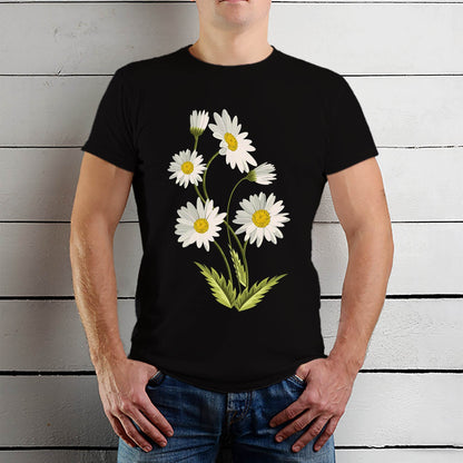 Daisy Flower - Unisex Round Neck Regular Fit 100% Combed Cotton Half Sleeve T-Shirt - Mojilo Mart