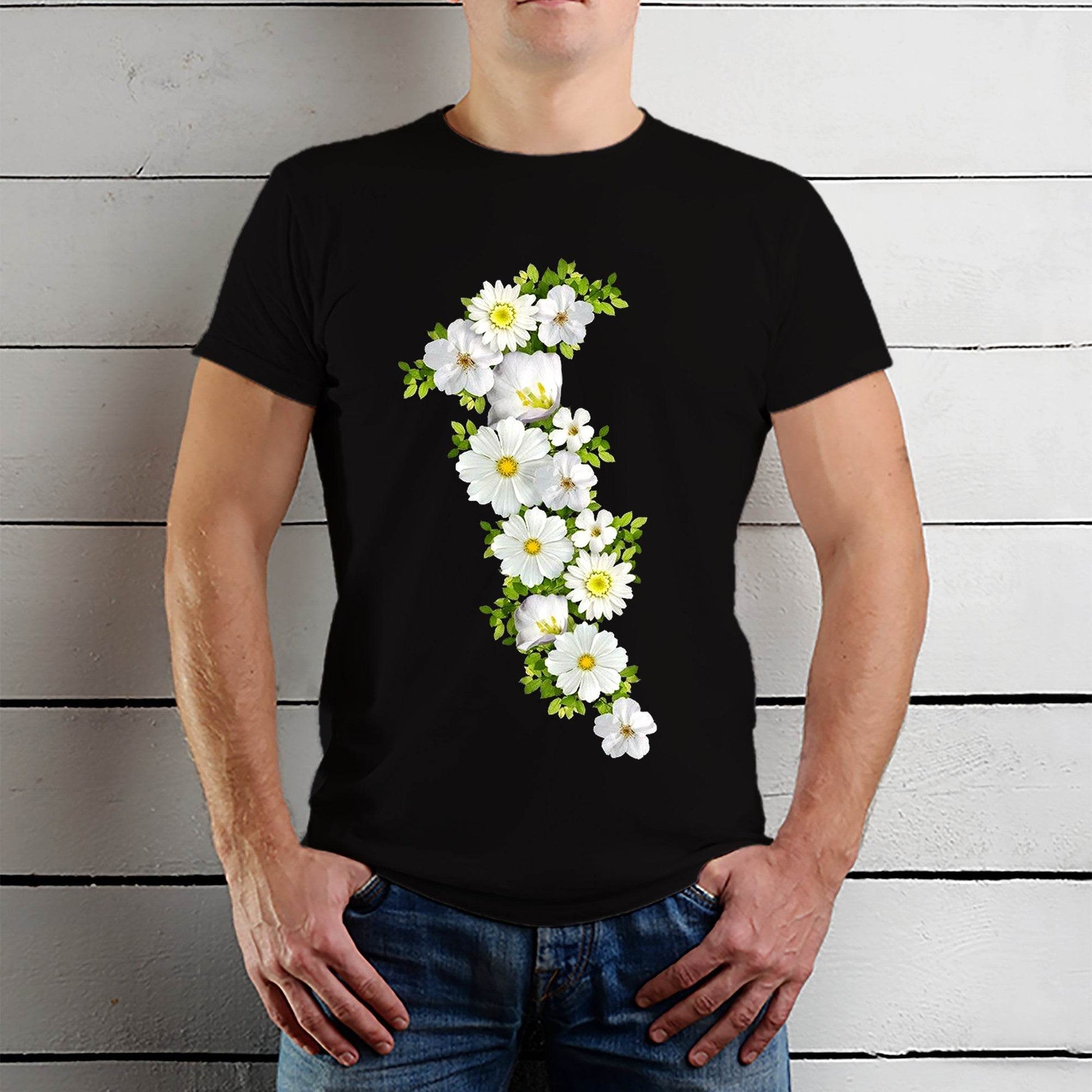 Daisy Flower Color - Unisex Round Neck Regular Fit 100% Combed Cotton Half Sleeve T-Shirt - Mojilo Mart