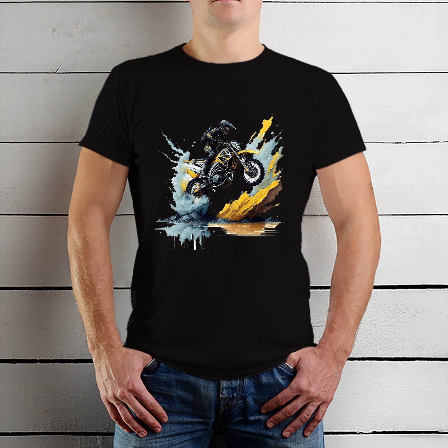 Dirt Bike Motorcross Motorcycle - Unisex Round Neck Regular Fit 100% Combed Cotton Half Sleeve T-Shirt - Mojilo Mart