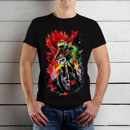 Dirt bike vibrant colors - Unisex Round Neck Regular Fit 100% Combed Cotton Half Sleeve T-Shirt - Mojilo Mart