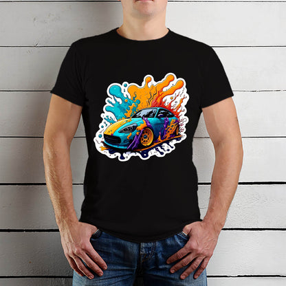 Drift Car Greeting - Unisex Round Neck Regular Fit 100% Combed Cotton Half Sleeve T-Shirt - Mojilo Mart
