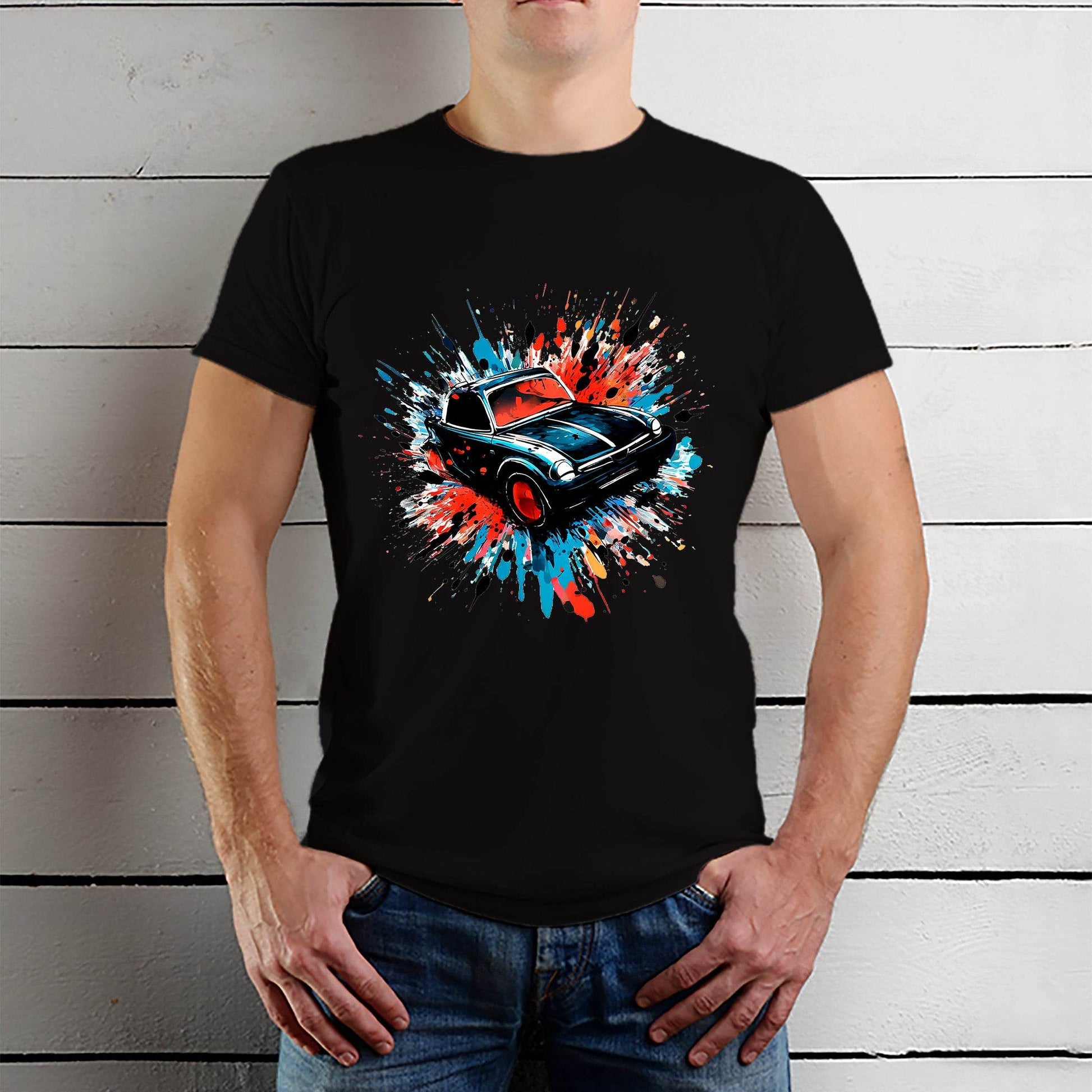 Drifting Car Burnout Retro Street Car Racing - Unisex Round Neck Regular Fit 100% Combed Cotton Half Sleeve T-Shirt - Mojilo Mart